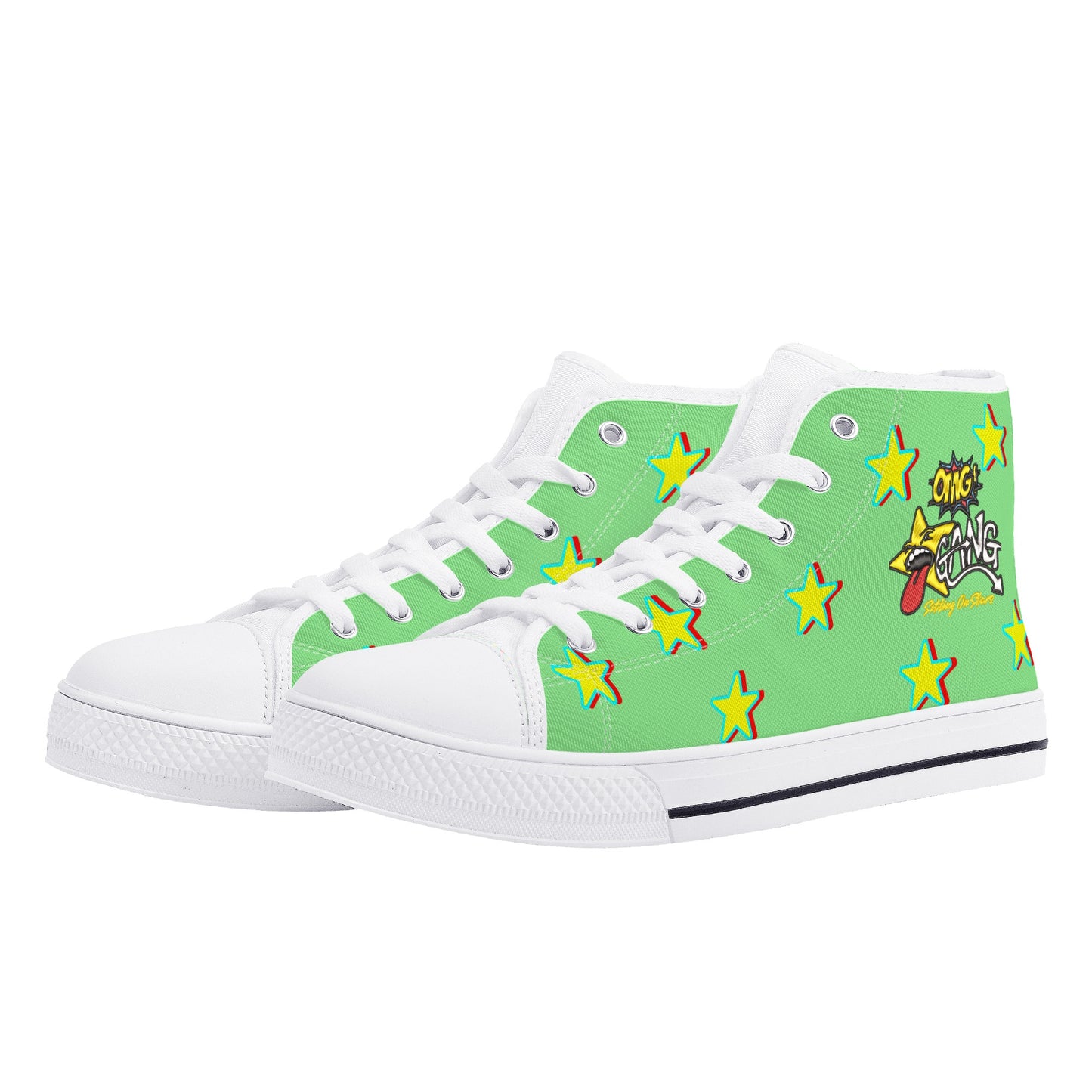 Star Gang Mens Mint Green Embroidered High Top Star Kicks