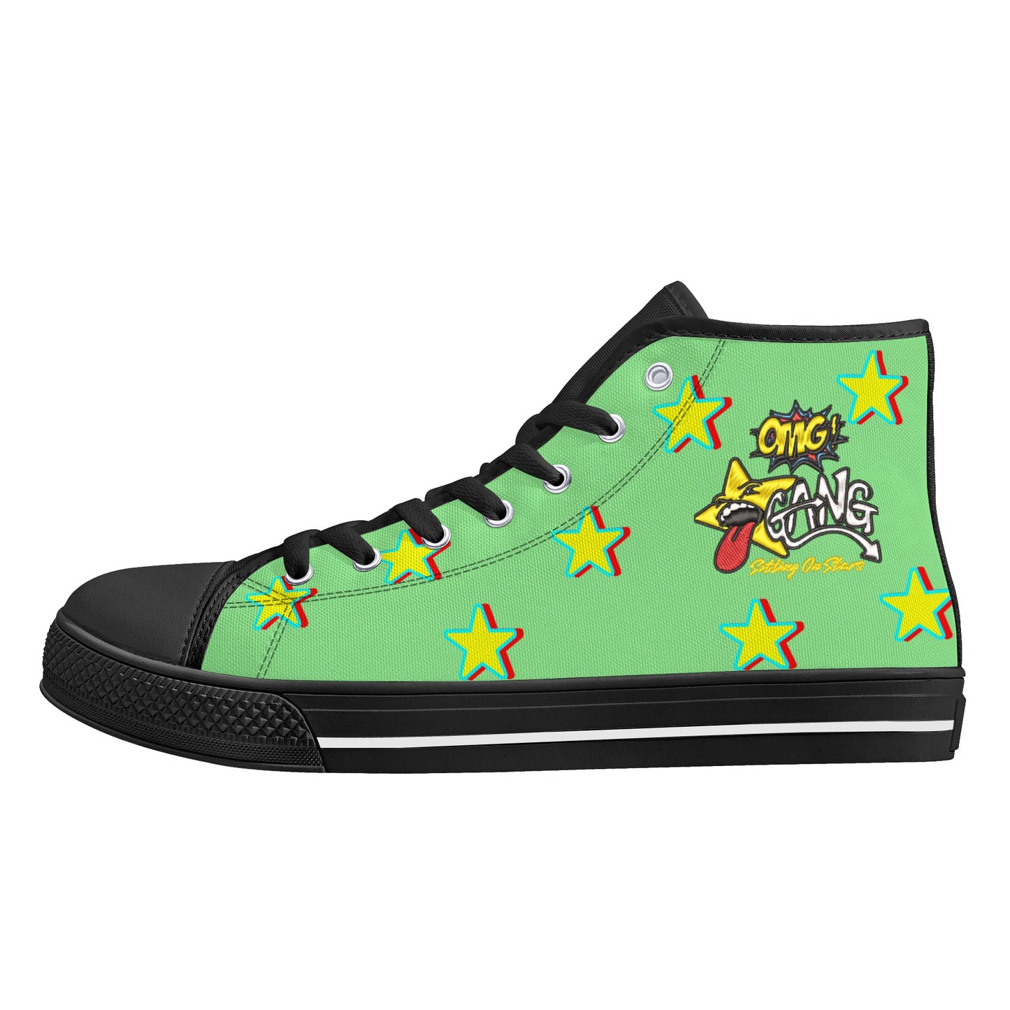 Star Gang Mens Mint Green Embroidered High Top Star Kicks