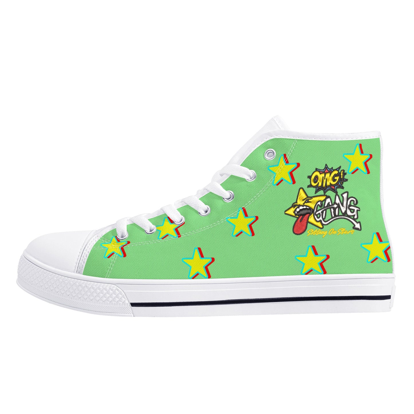 Star Gang Mens Mint Green Embroidered High Top Star Kicks