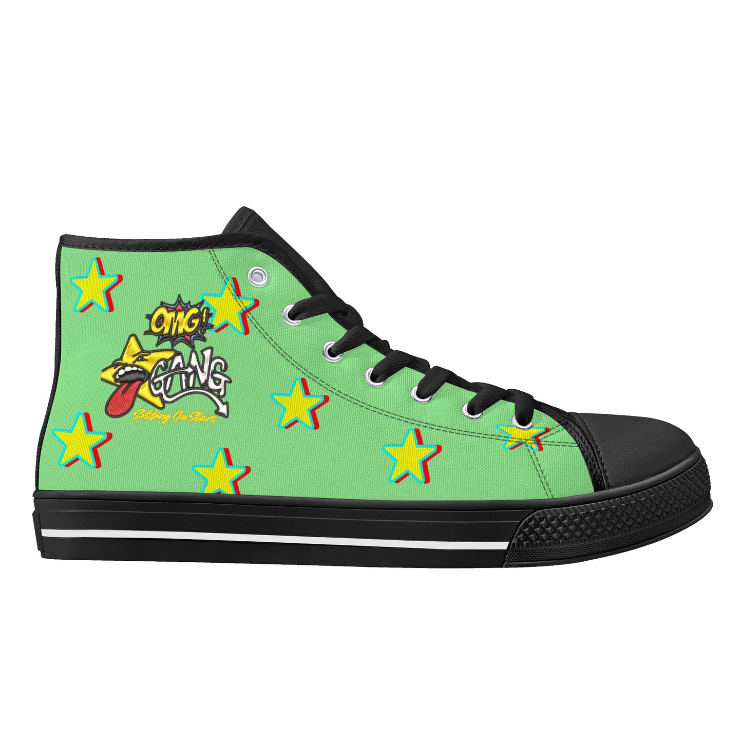 Star Gang Mens Mint Green Embroidered High Top Star Kicks