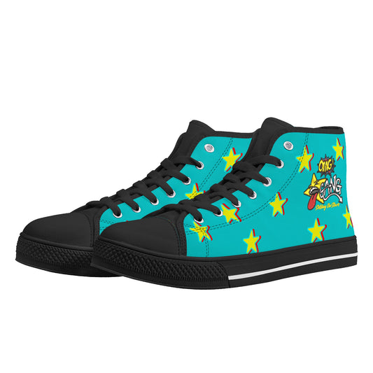 Star Gang Mens Turquoise Embroidered High Top Star Kicks