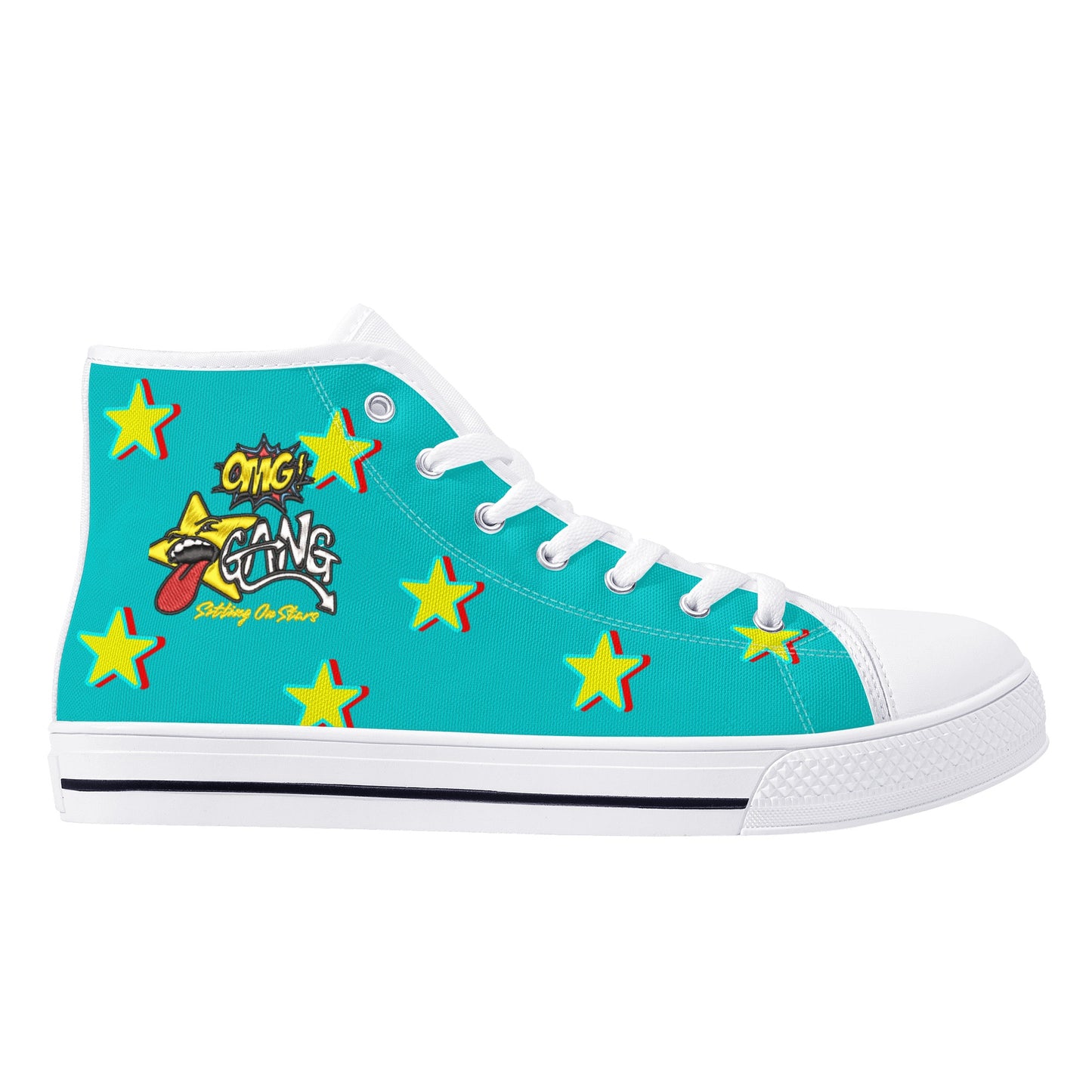 Star Gang Mens Turquoise Embroidered High Top Star Kicks