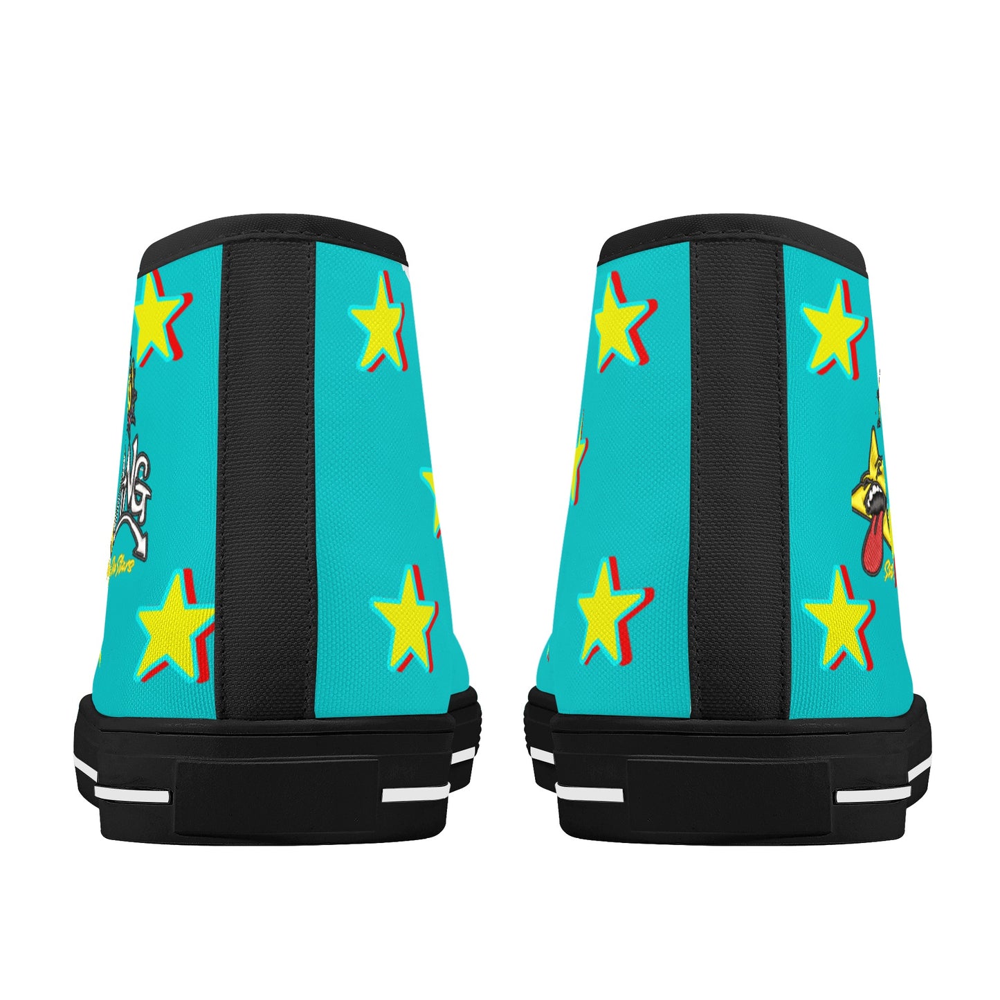 Star Gang Mens Turquoise Embroidered High Top Star Kicks