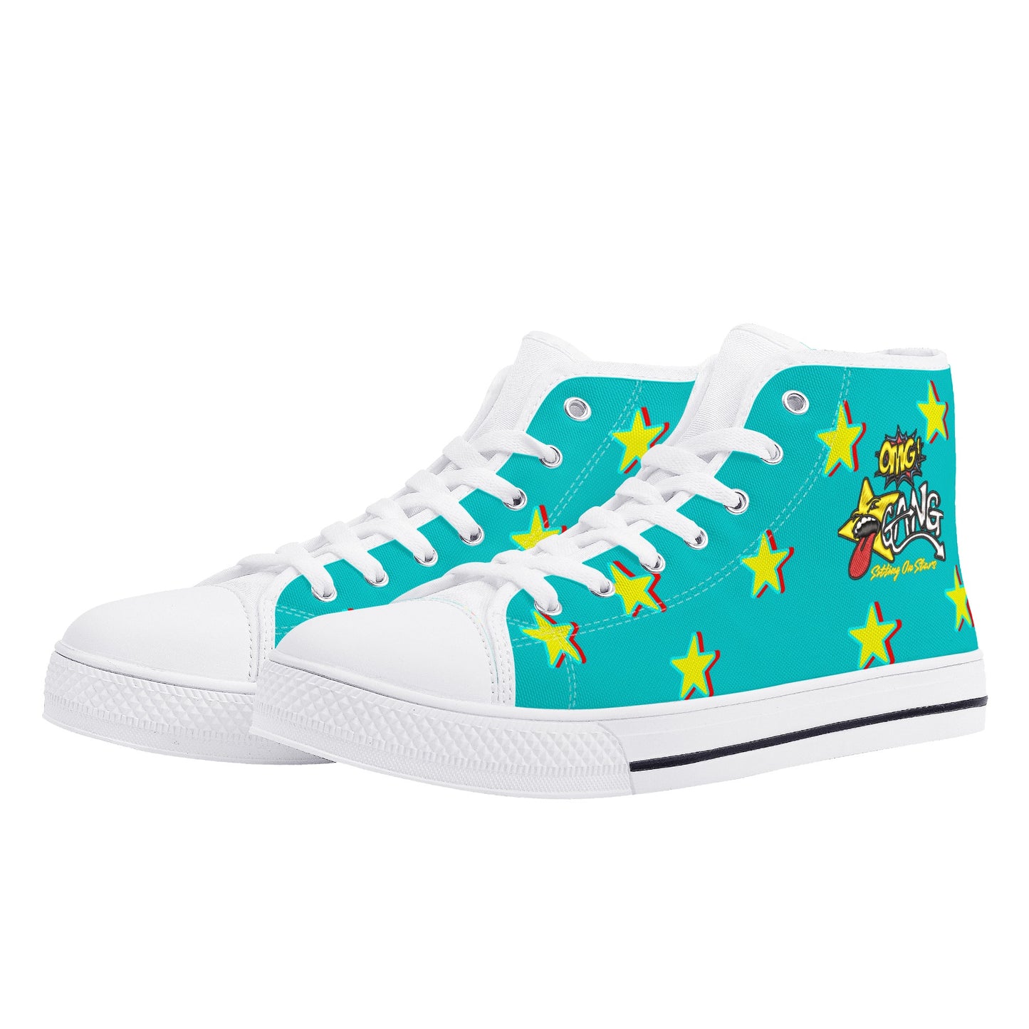 Star Gang Mens Turquoise Embroidered High Top Star Kicks