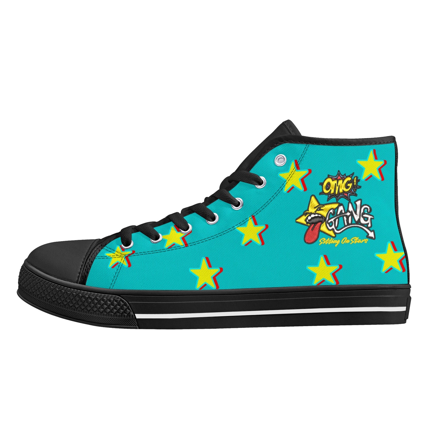 Star Gang Mens Turquoise Embroidered High Top Star Kicks