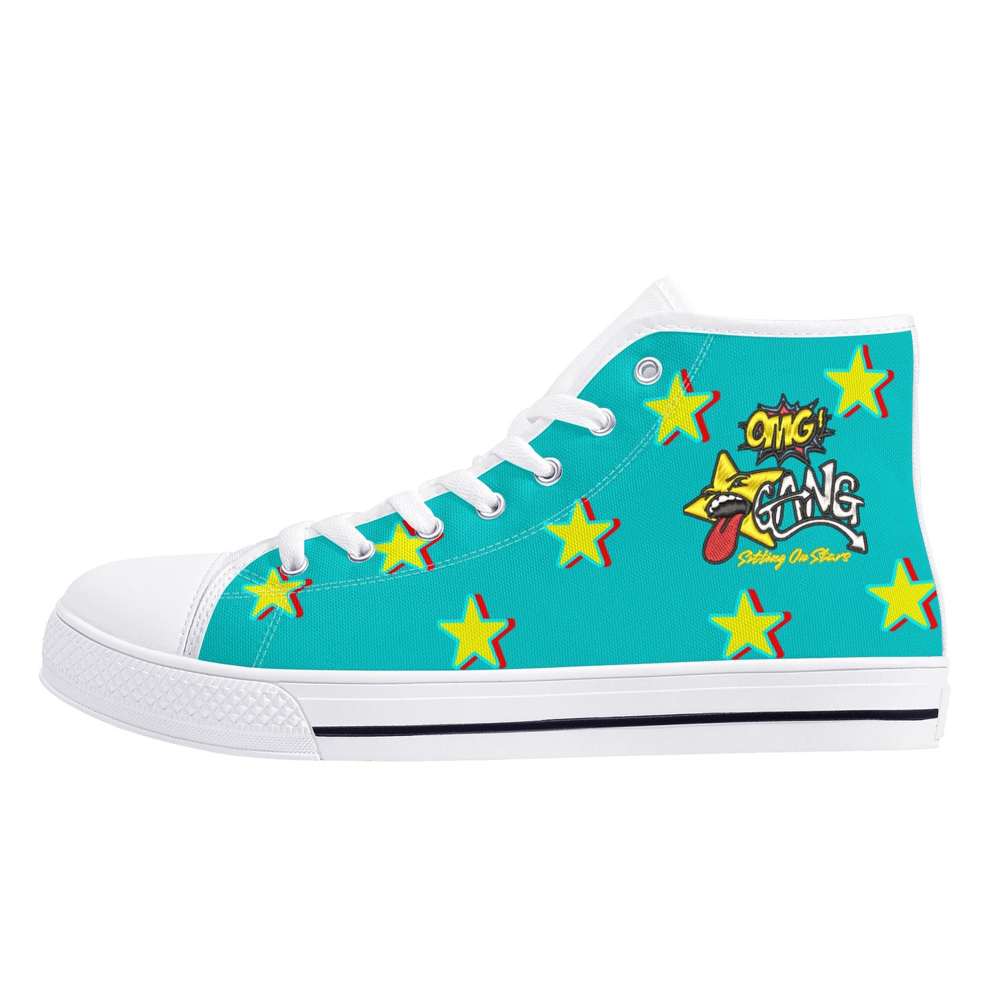 Star Gang Mens Turquoise Embroidered High Top Star Kicks