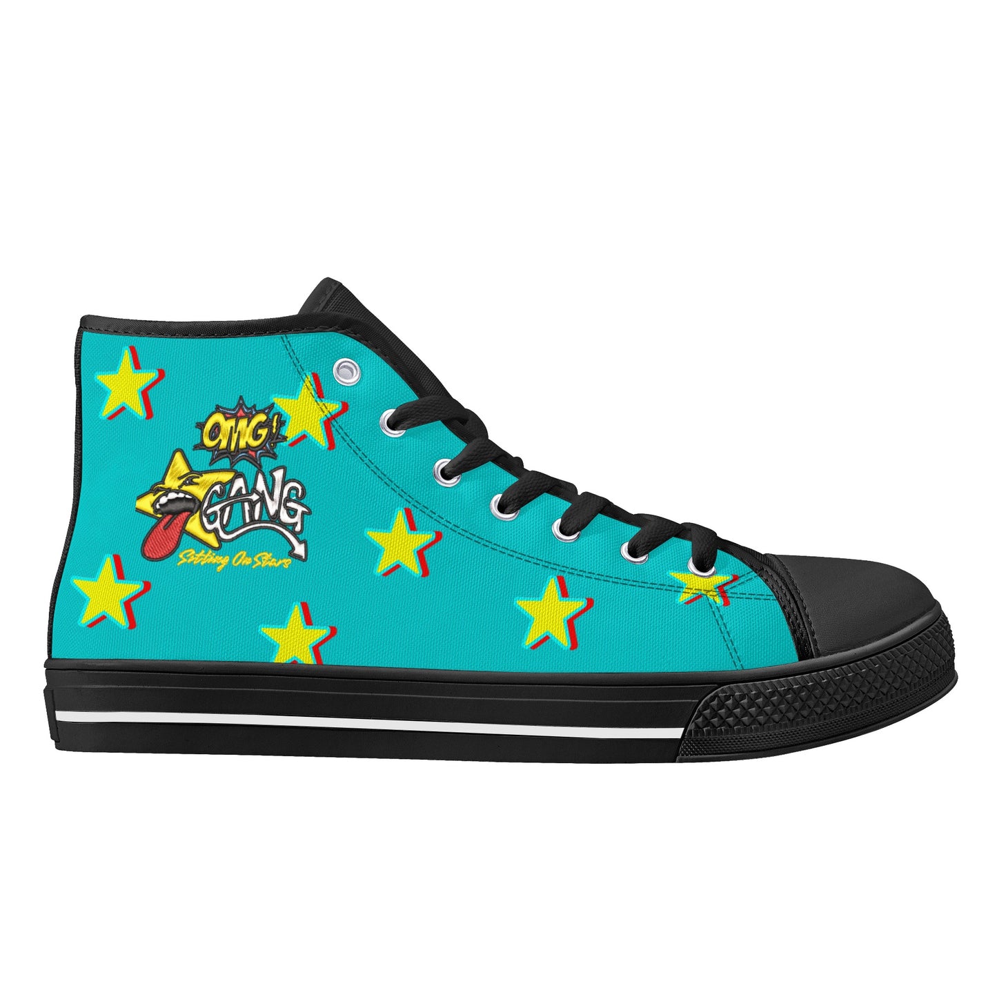 Star Gang Mens Turquoise Embroidered High Top Star Kicks