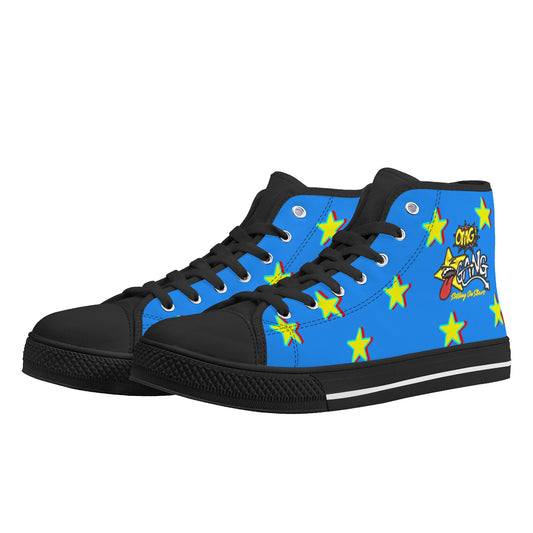 Star Gang Mens Blue Embroidered High Top Star Kicks