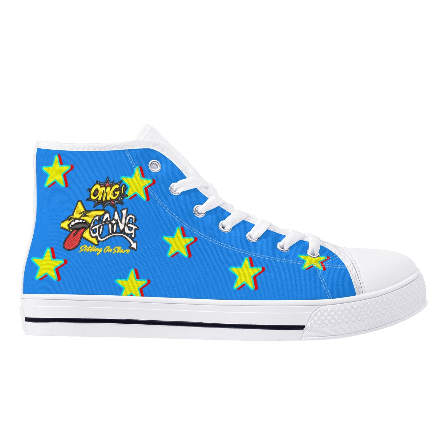 Star Gang Mens Blue Embroidered High Top Star Kicks