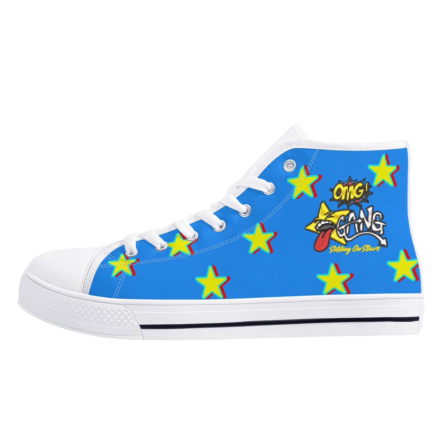 Star Gang Mens Blue Embroidered High Top Star Kicks