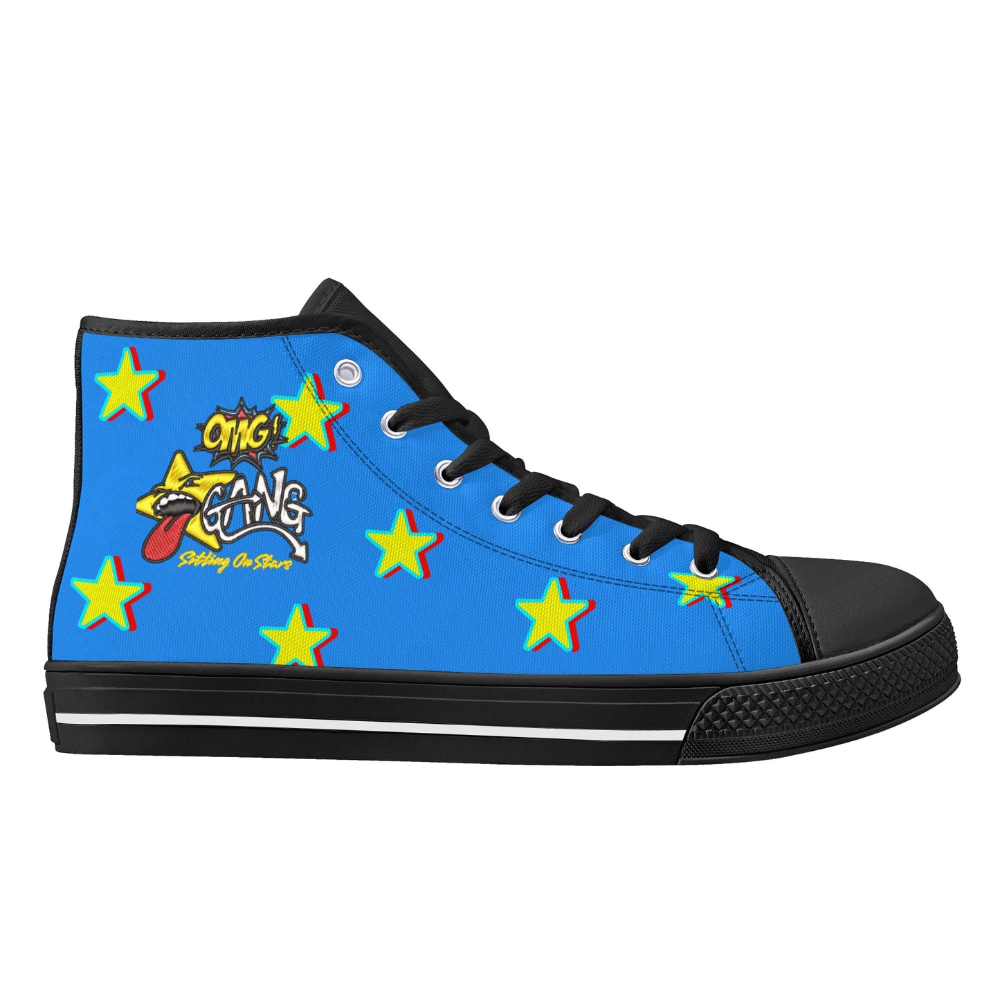 Star Gang Mens Blue Embroidered High Top Star Kicks