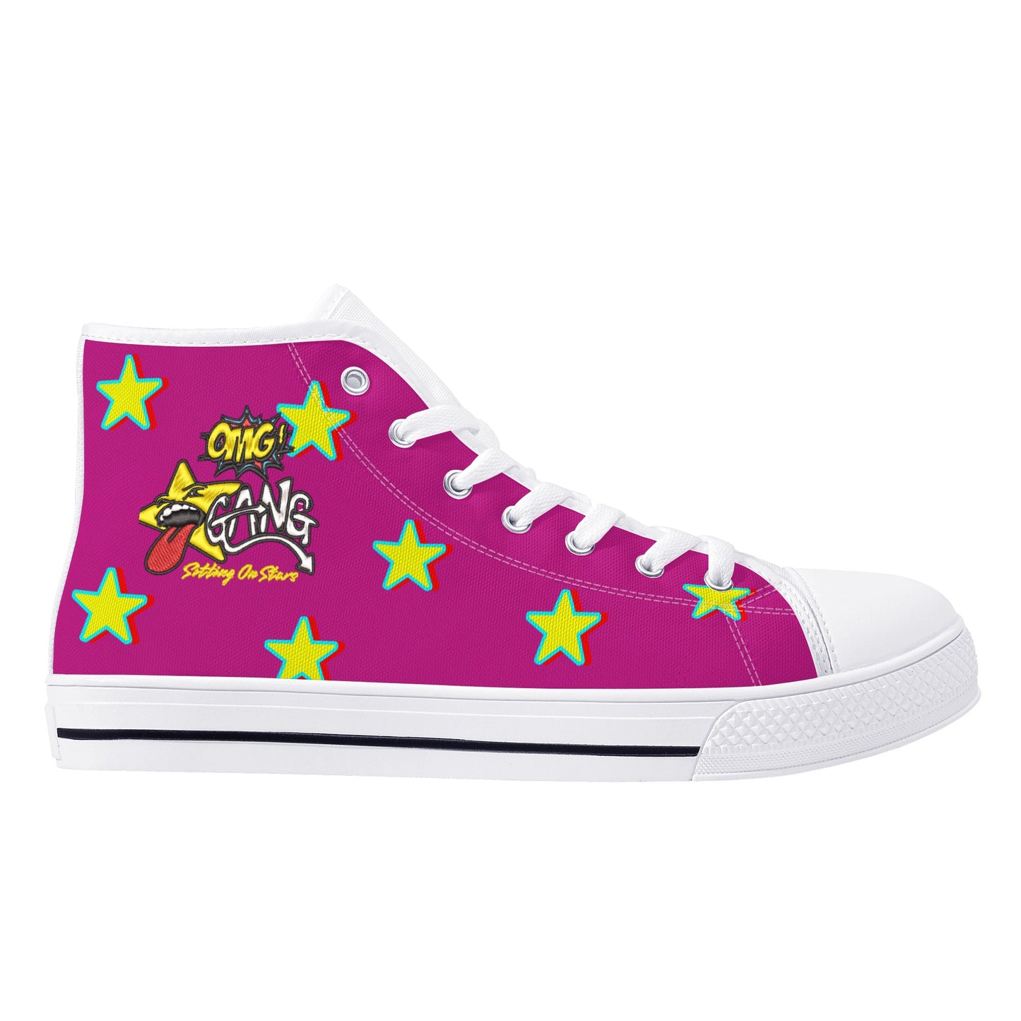 Star Gang Mens Purple Embroidered High Top Star Kicks