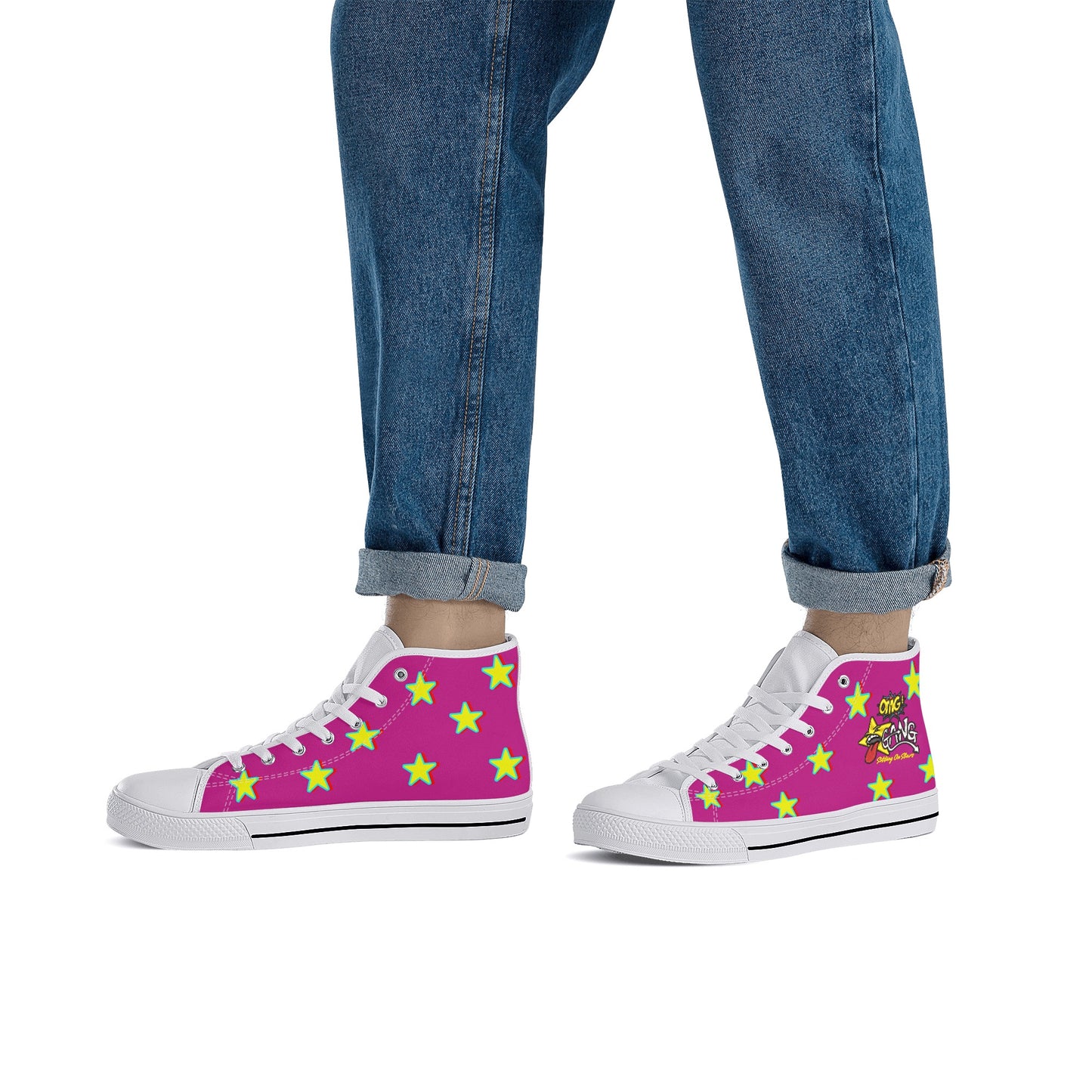 Star Gang Mens Purple Embroidered High Top Star Kicks