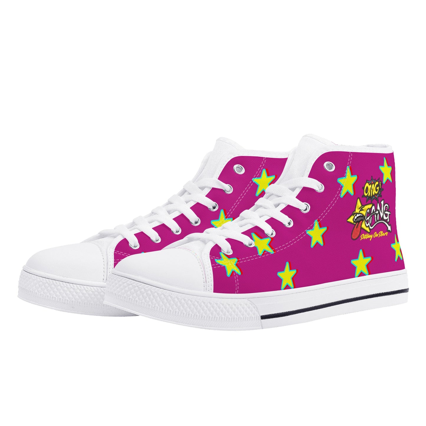 Star Gang Mens Purple Embroidered High Top Star Kicks