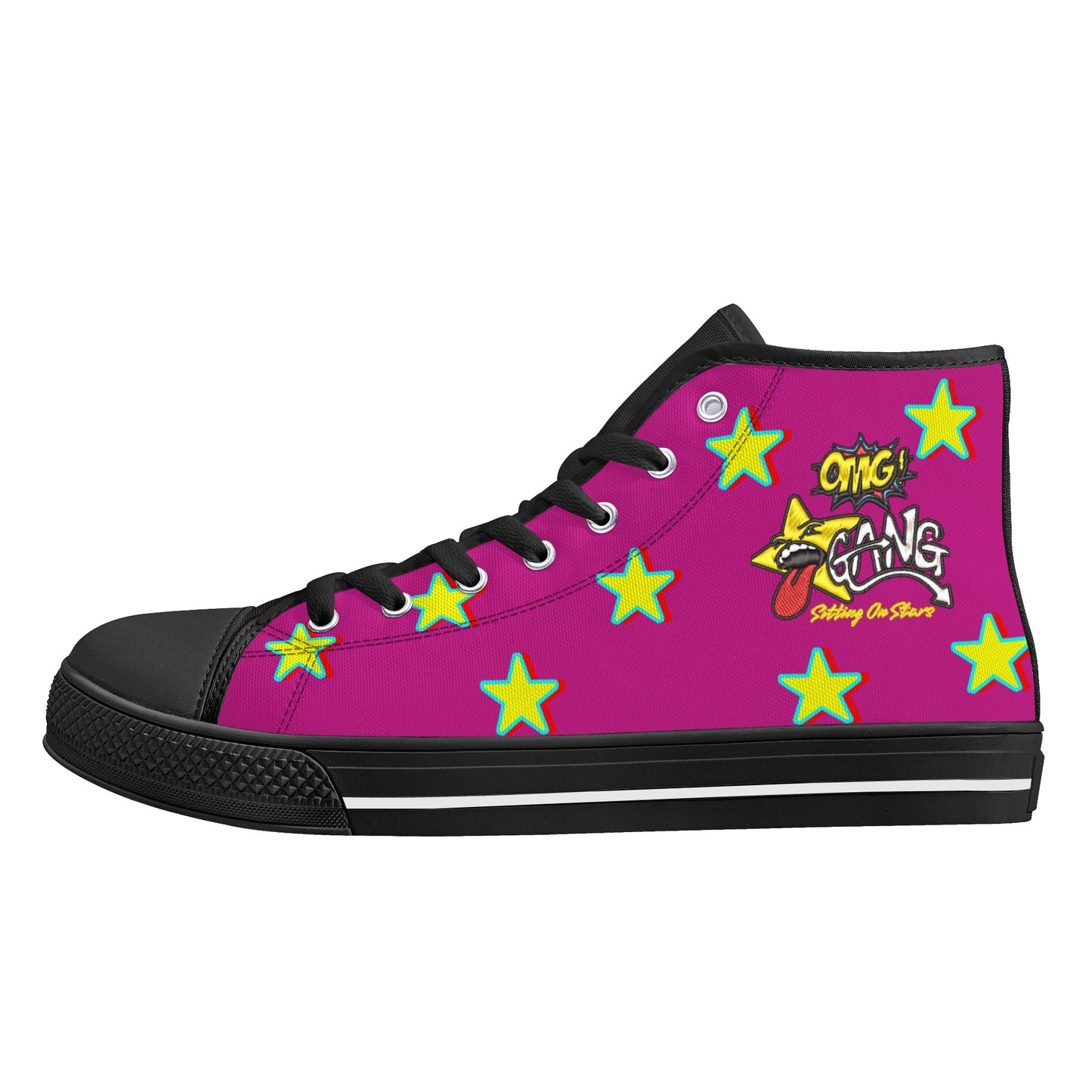 Star Gang Mens Purple Embroidered High Top Star Kicks