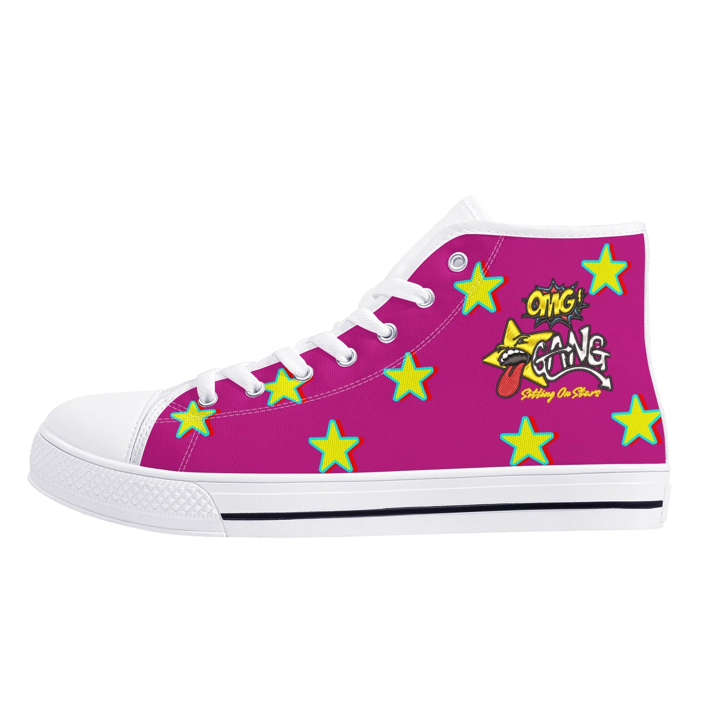 Star Gang Mens Purple Embroidered High Top Star Kicks