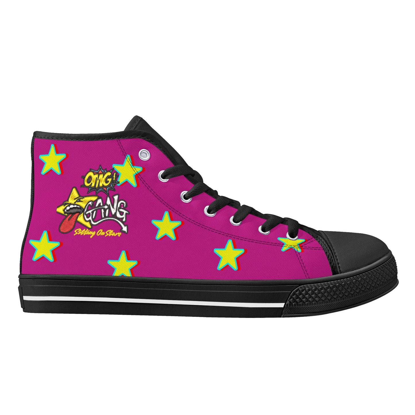 Star Gang Mens Purple Embroidered High Top Star Kicks