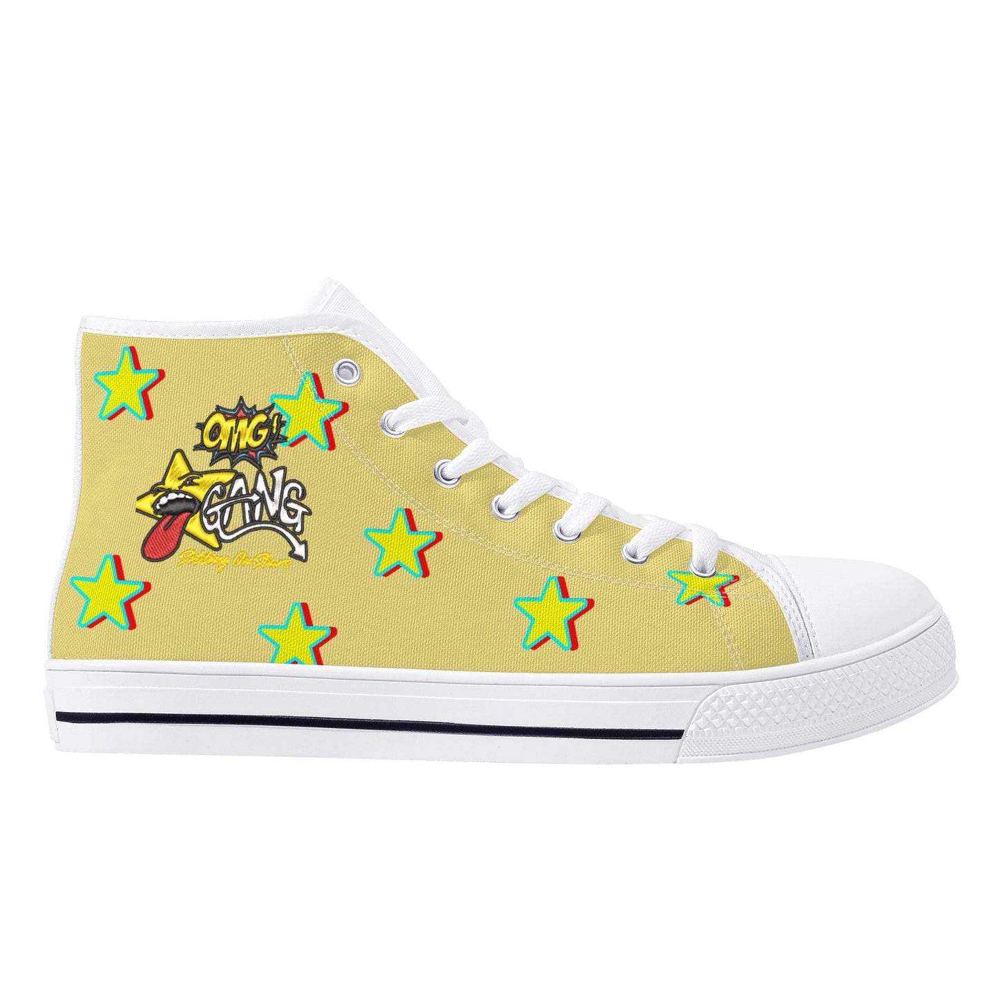 Star Gang Mens Tan Embroidered High Top Star Kicks