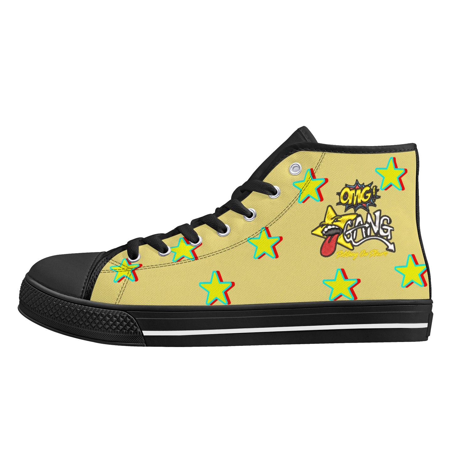 Star Gang Mens Tan Embroidered High Top Star Kicks