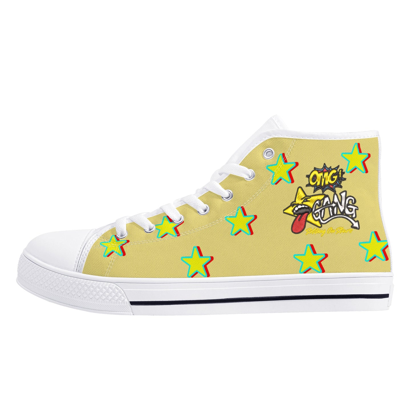 Star Gang Mens Tan Embroidered High Top Star Kicks