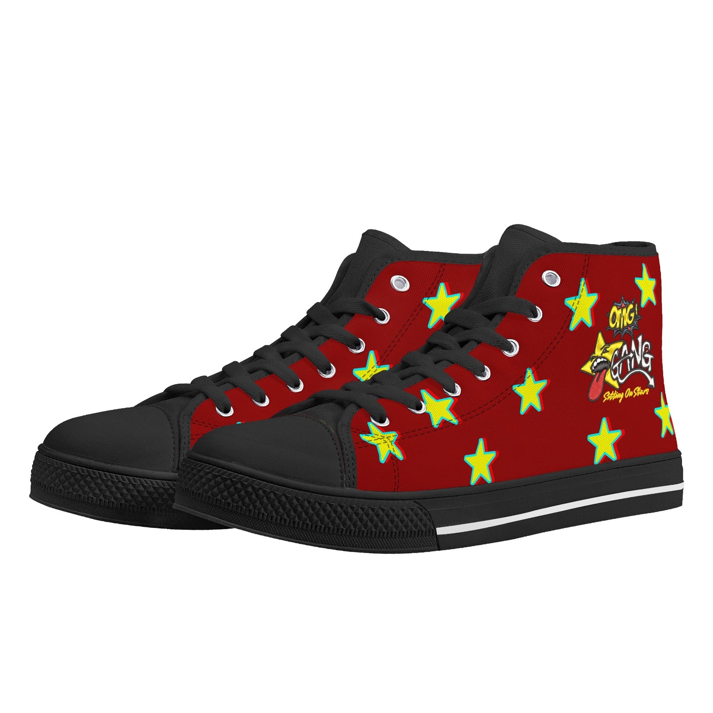 Star Gang Mens Maroon Embroidered High Top Star Kicks