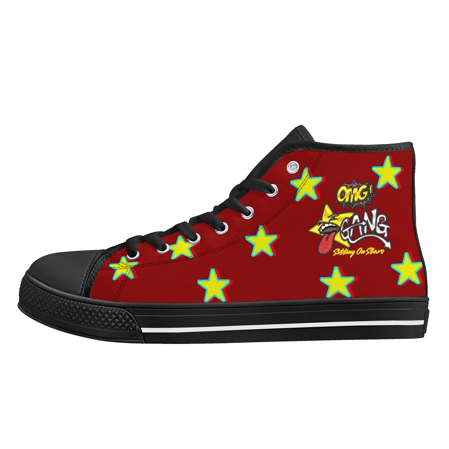 Star Gang Mens Maroon Embroidered High Top Star Kicks