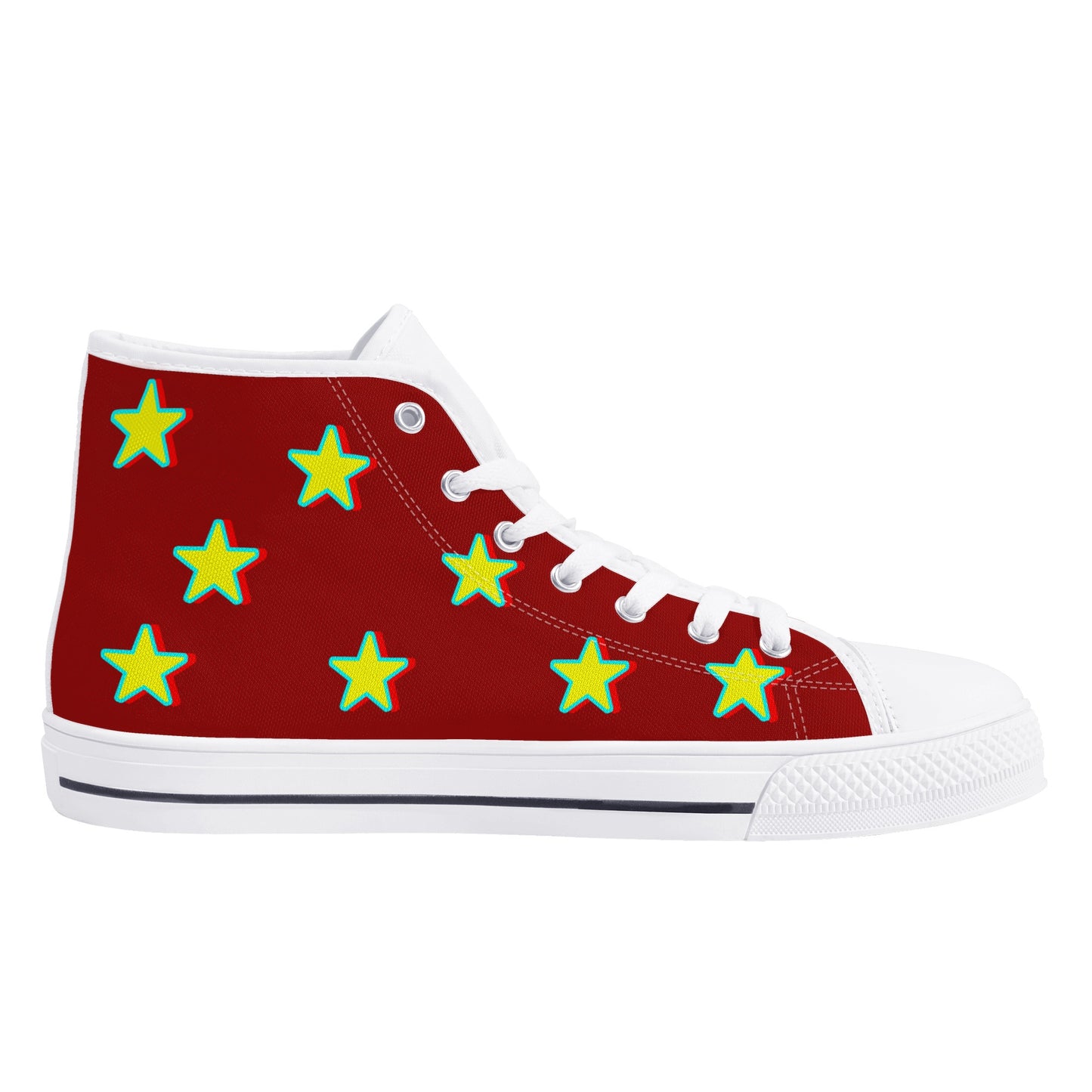 Star Gang Mens Maroon Embroidered High Top Star Kicks