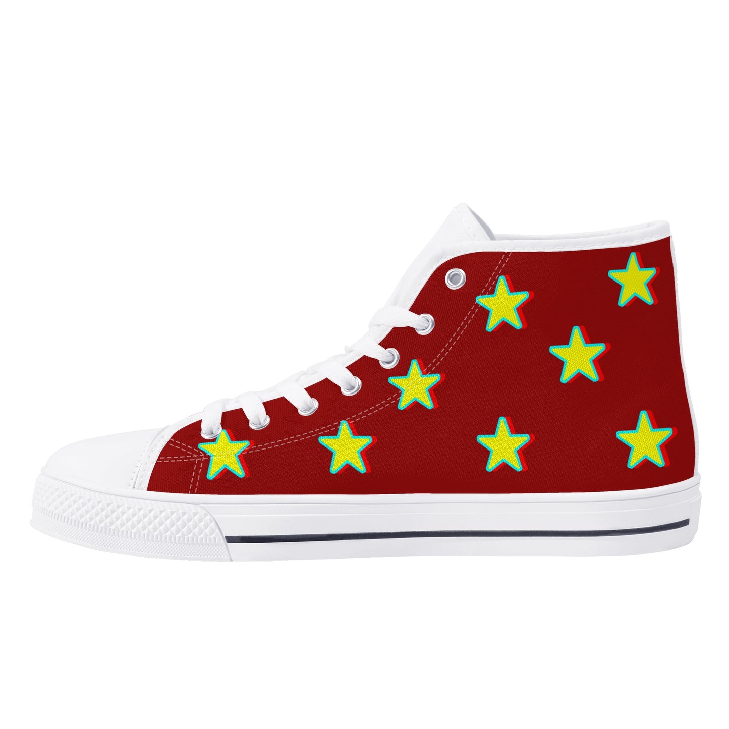 Star Gang Mens Maroon Embroidered High Top Star Kicks