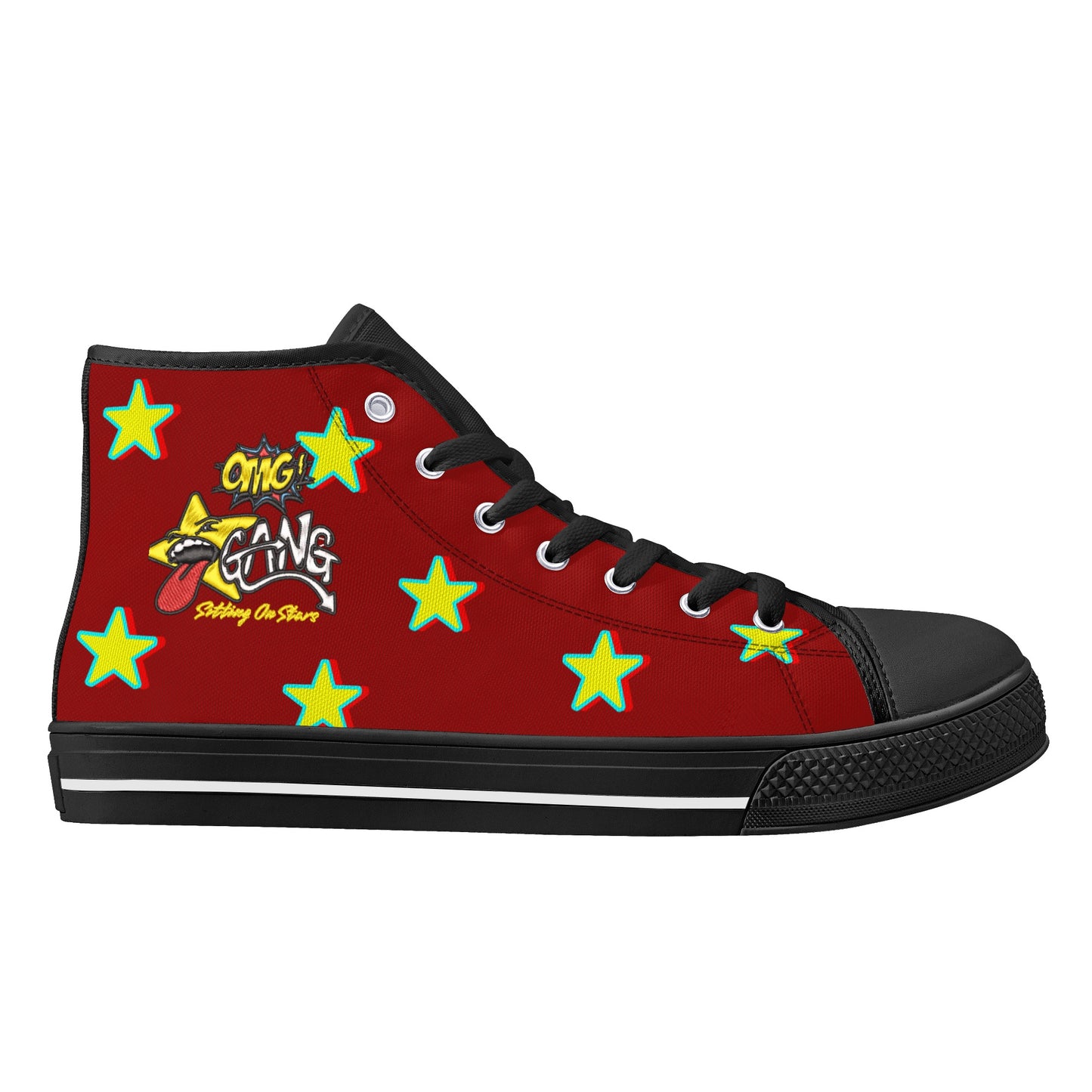 Star Gang Mens Maroon Embroidered High Top Star Kicks