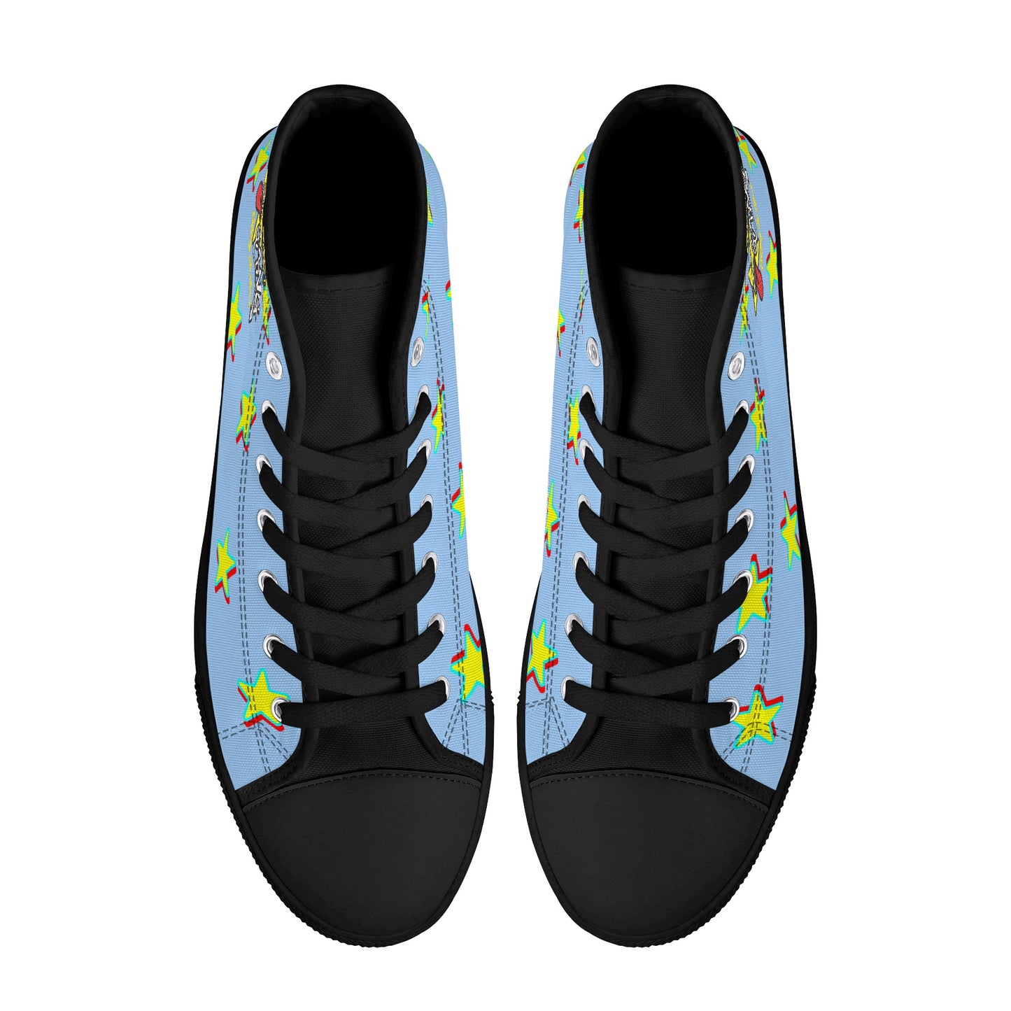 Star Gang Mens Sky Blue Embroidered High Top Star Kicks