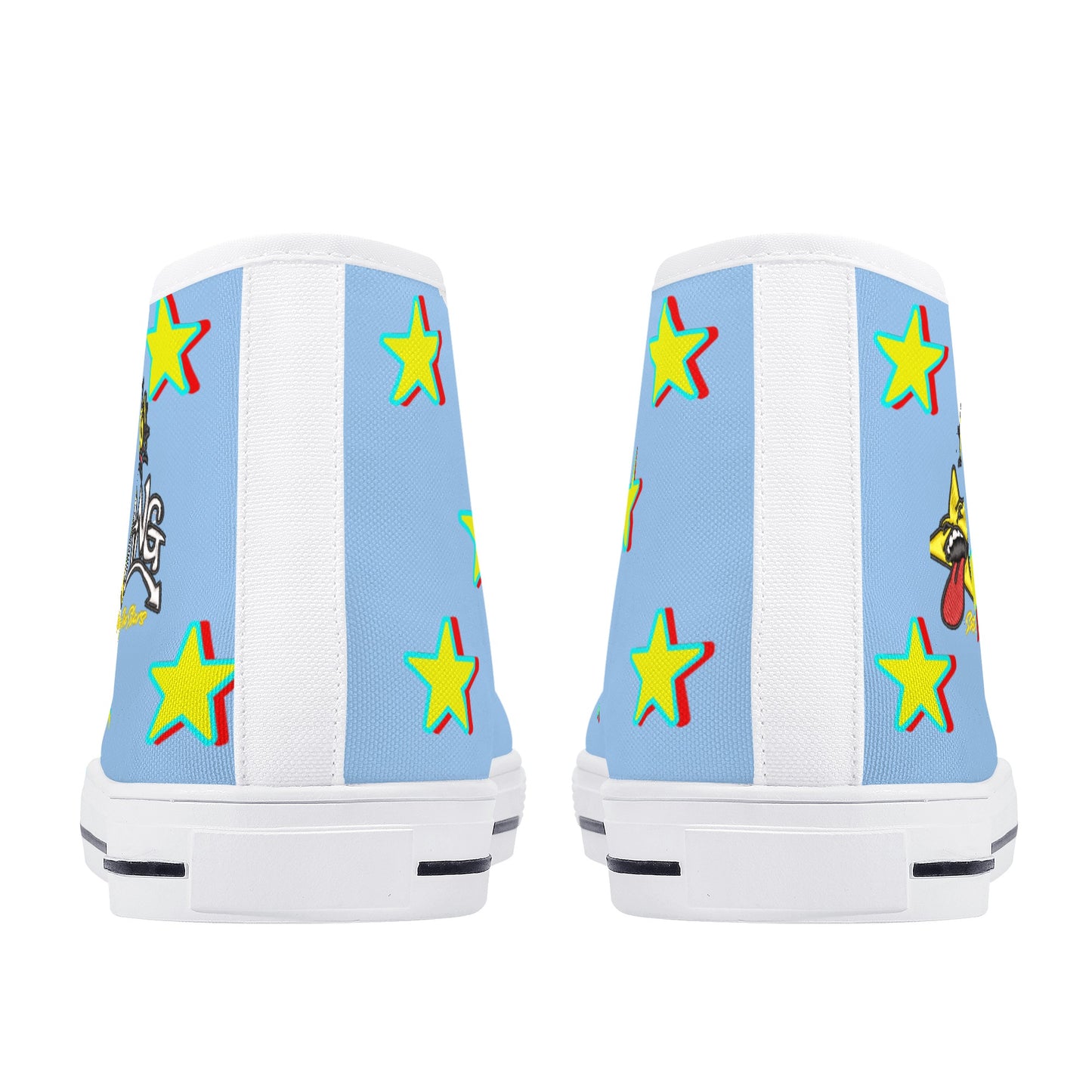 Star Gang Mens Sky Blue Embroidered High Top Star Kicks