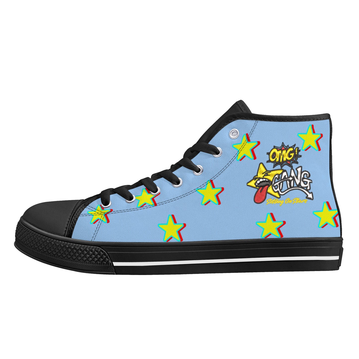 Star Gang Mens Sky Blue Embroidered High Top Star Kicks