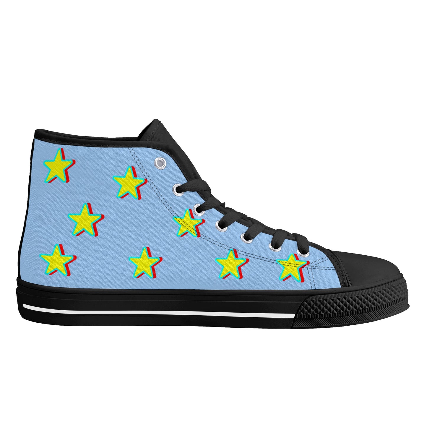 Star Gang Mens Sky Blue Embroidered High Top Star Kicks