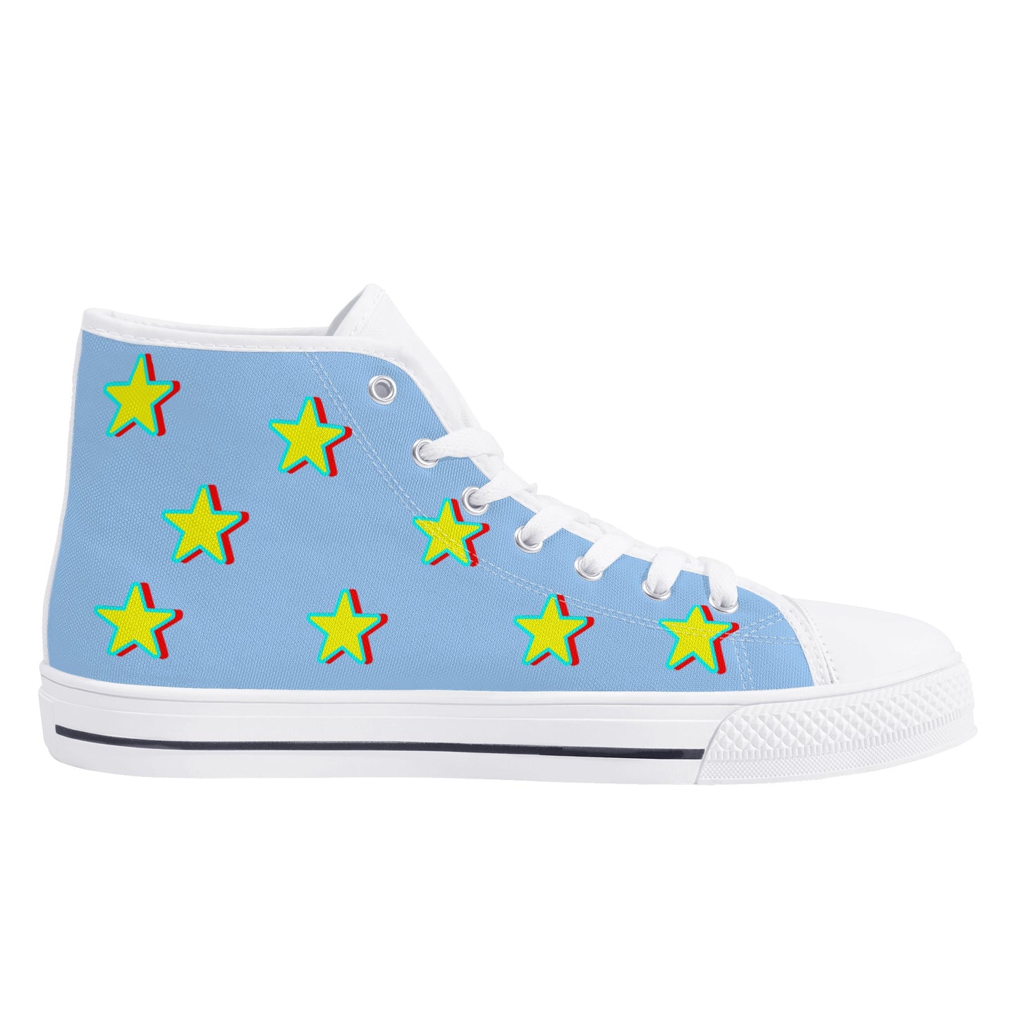 Star Gang Mens Sky Blue Embroidered High Top Star Kicks