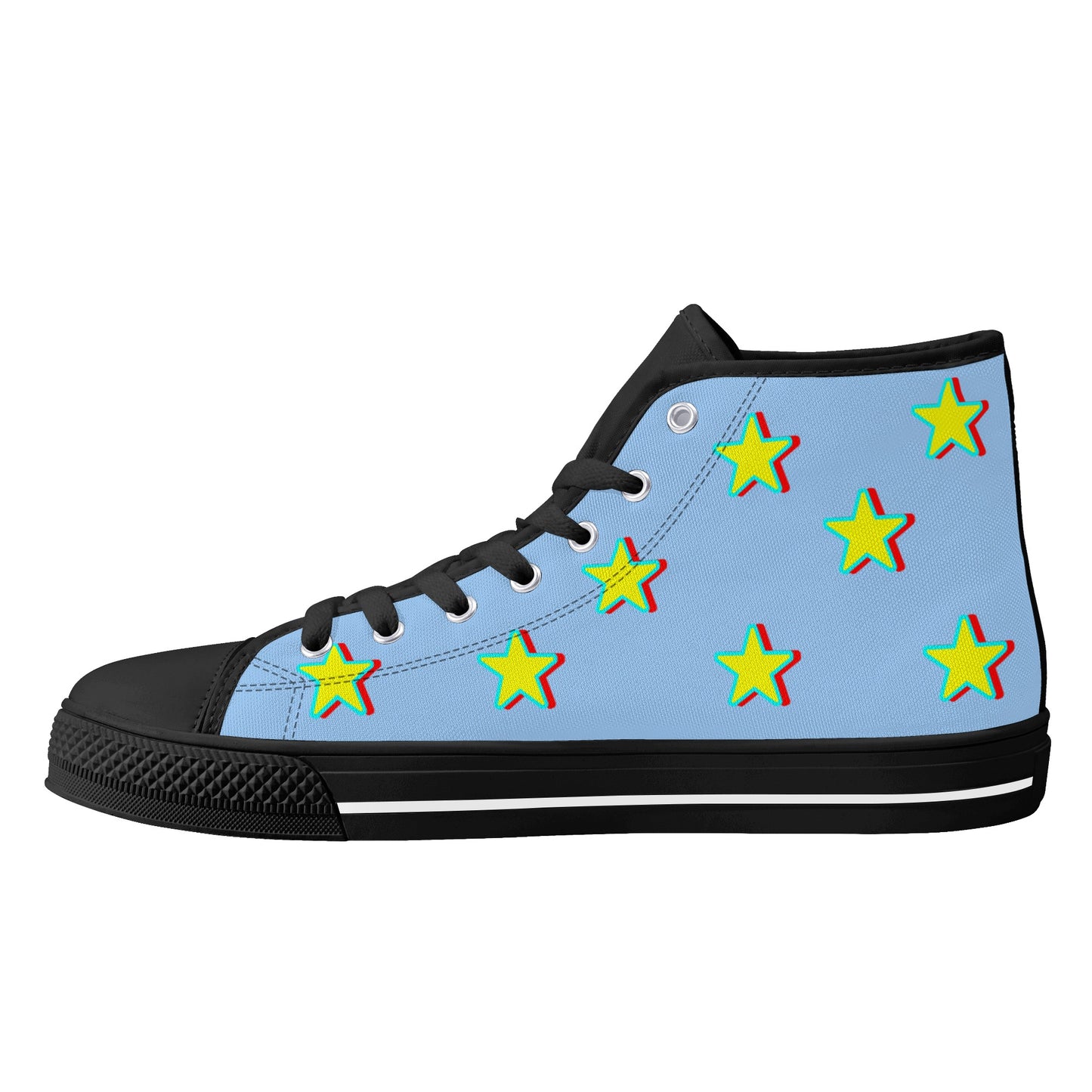 Star Gang Mens Sky Blue Embroidered High Top Star Kicks