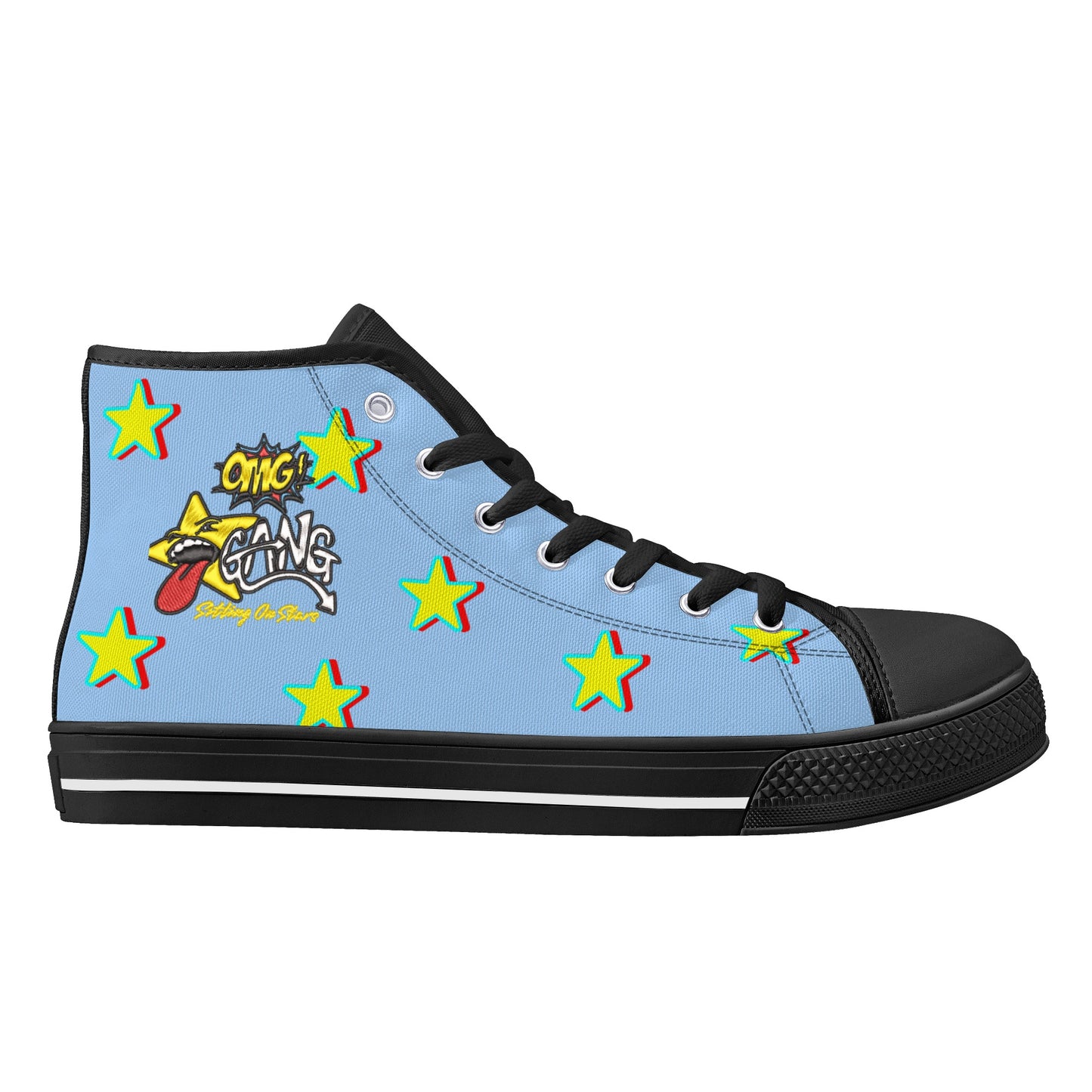 Star Gang Mens Sky Blue Embroidered High Top Star Kicks