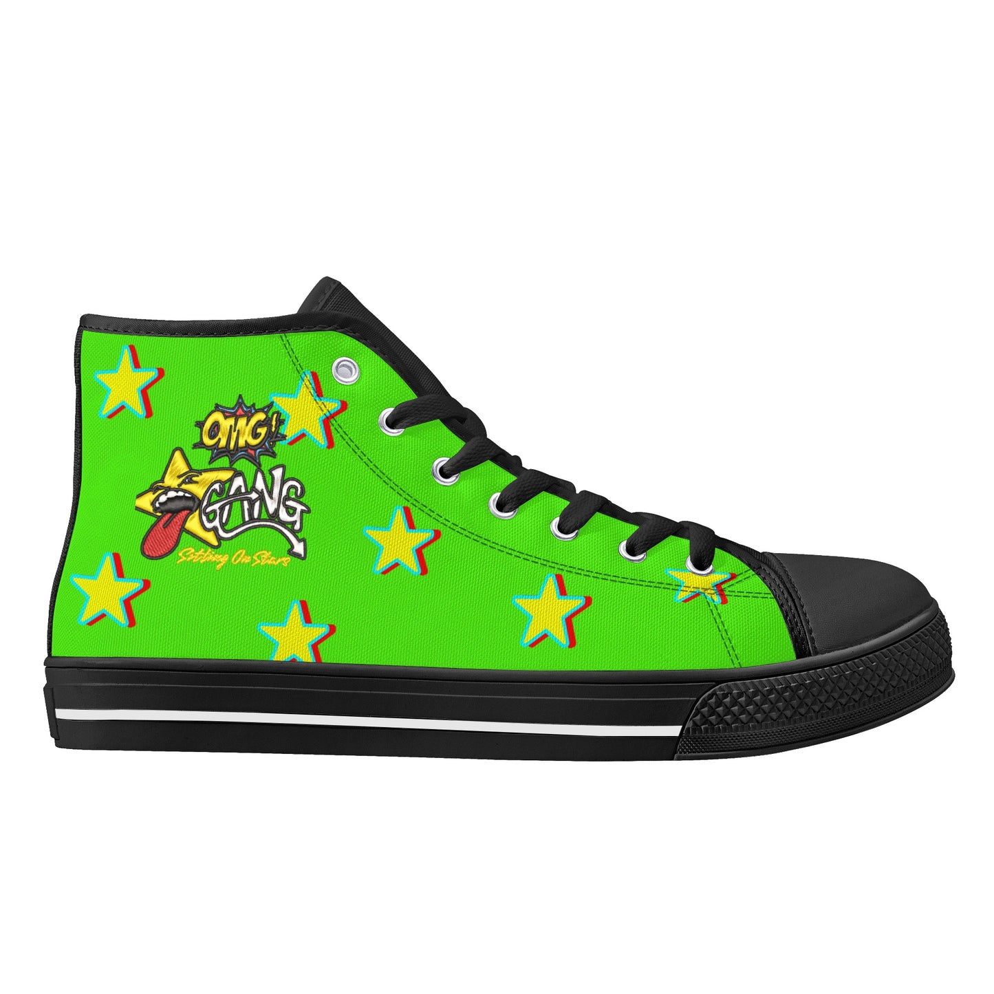 Star Gang Mens Goo Green Embroidered High Top Star Kicks