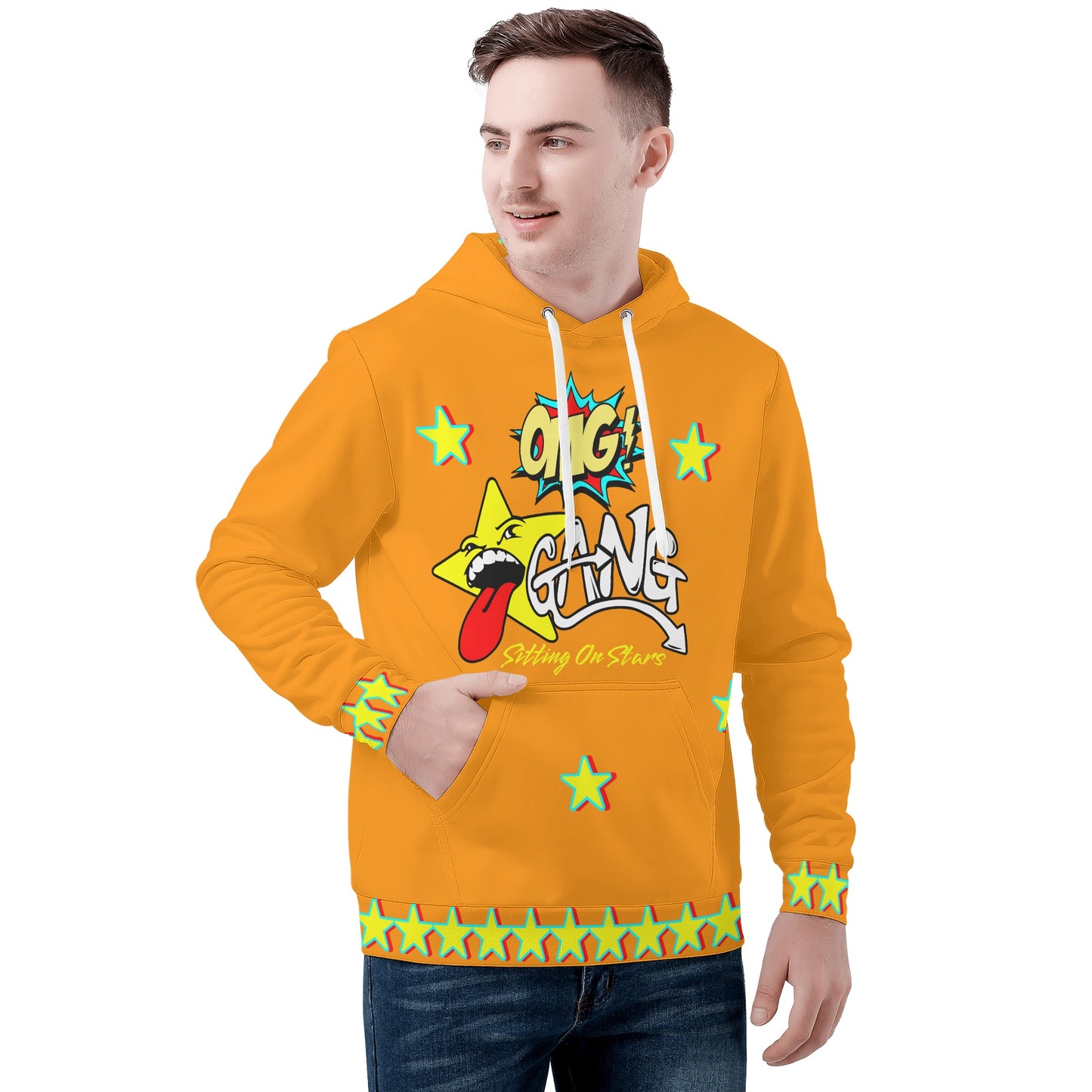 Star Gang Mens Orange Hoodie