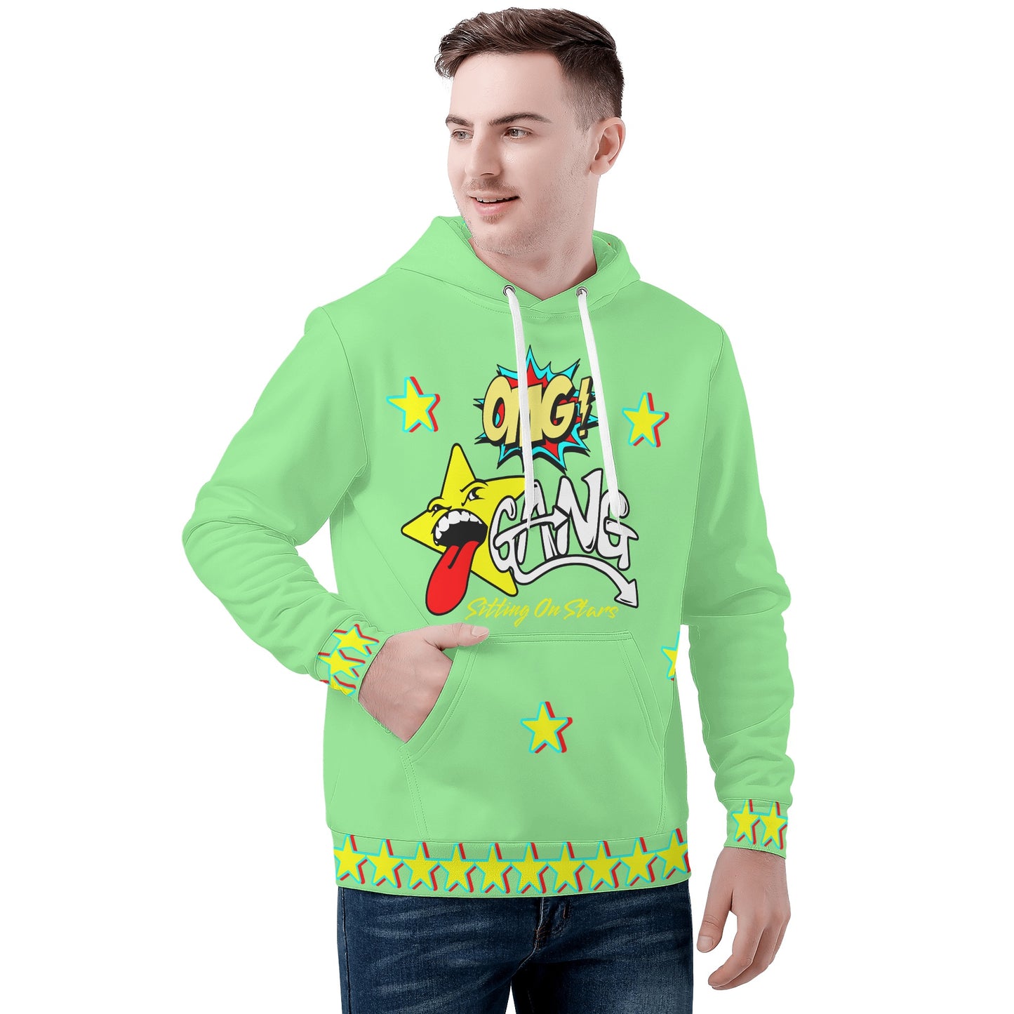 Star Gang Mens Mint Green Hoodie