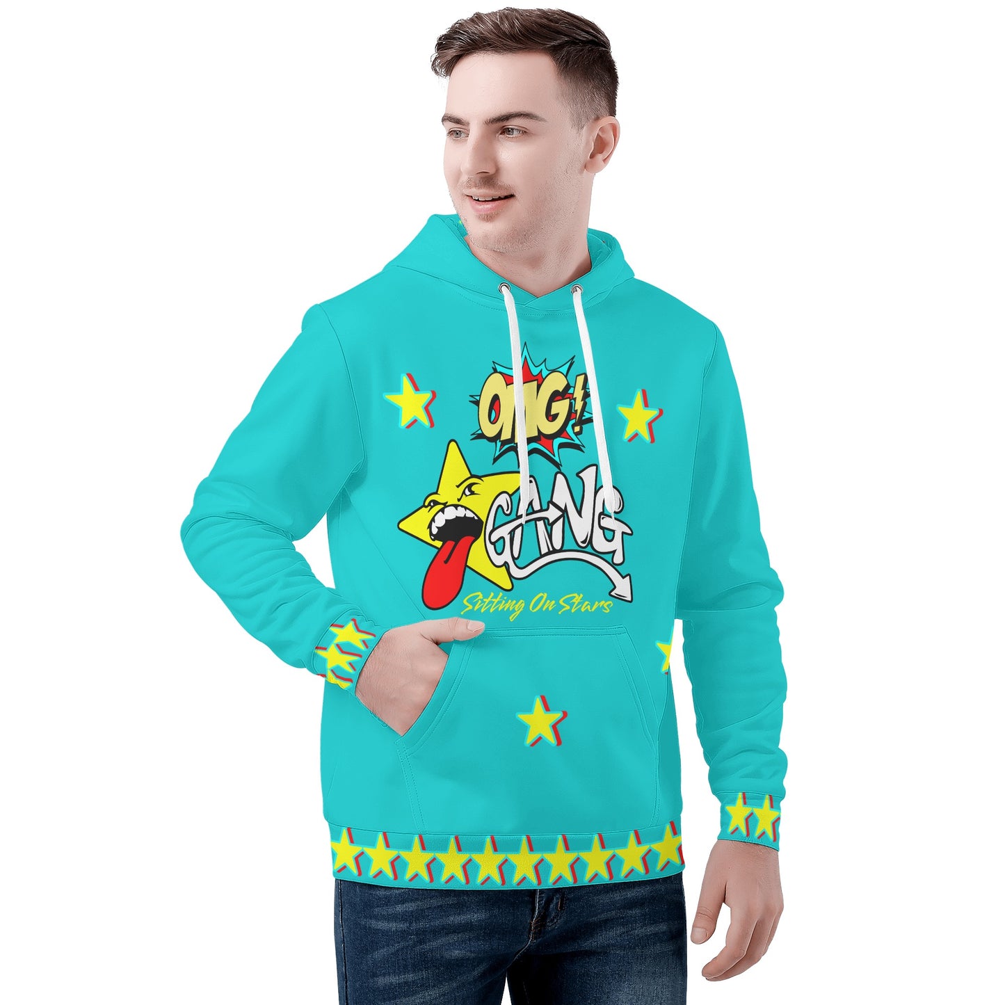 Star Gang Mens Turquoise Hoodie