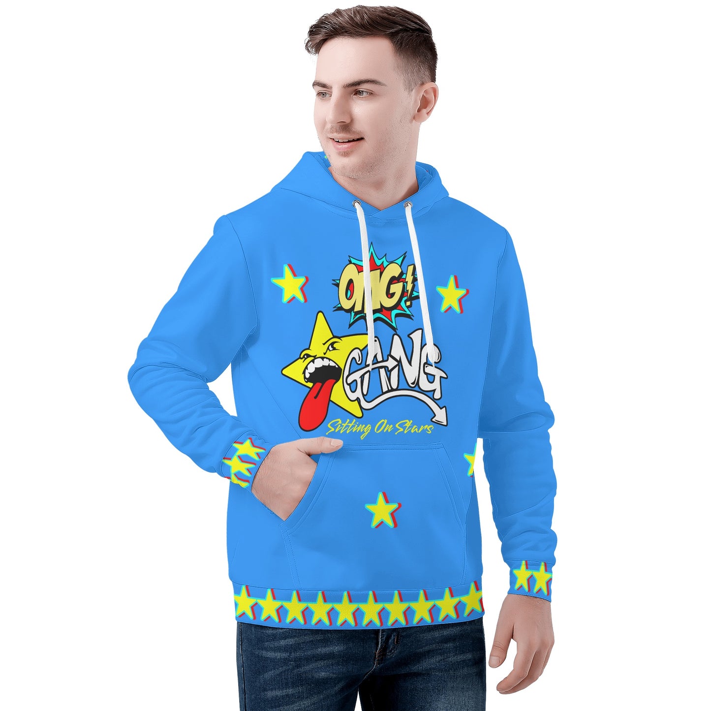 Star Gang Mens Blue Hoodie