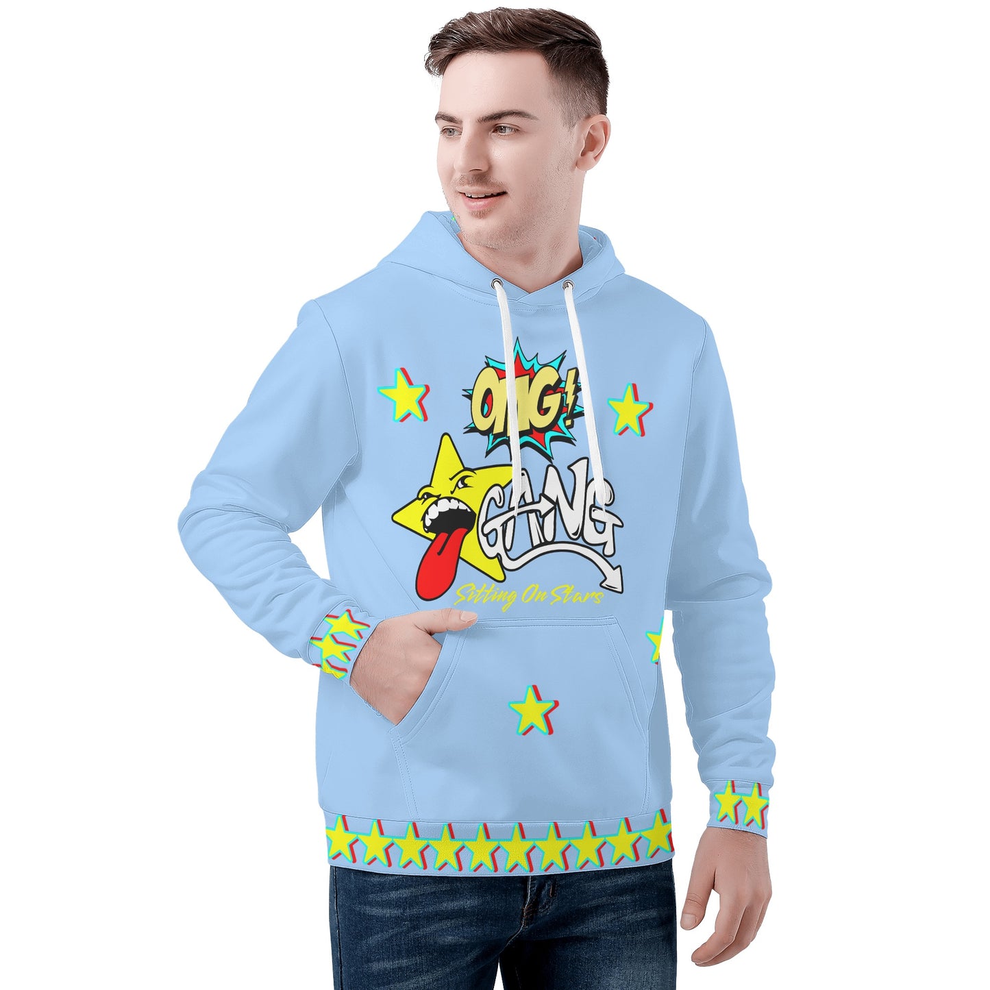 Star Gang Mens Sky Blue Hoodie