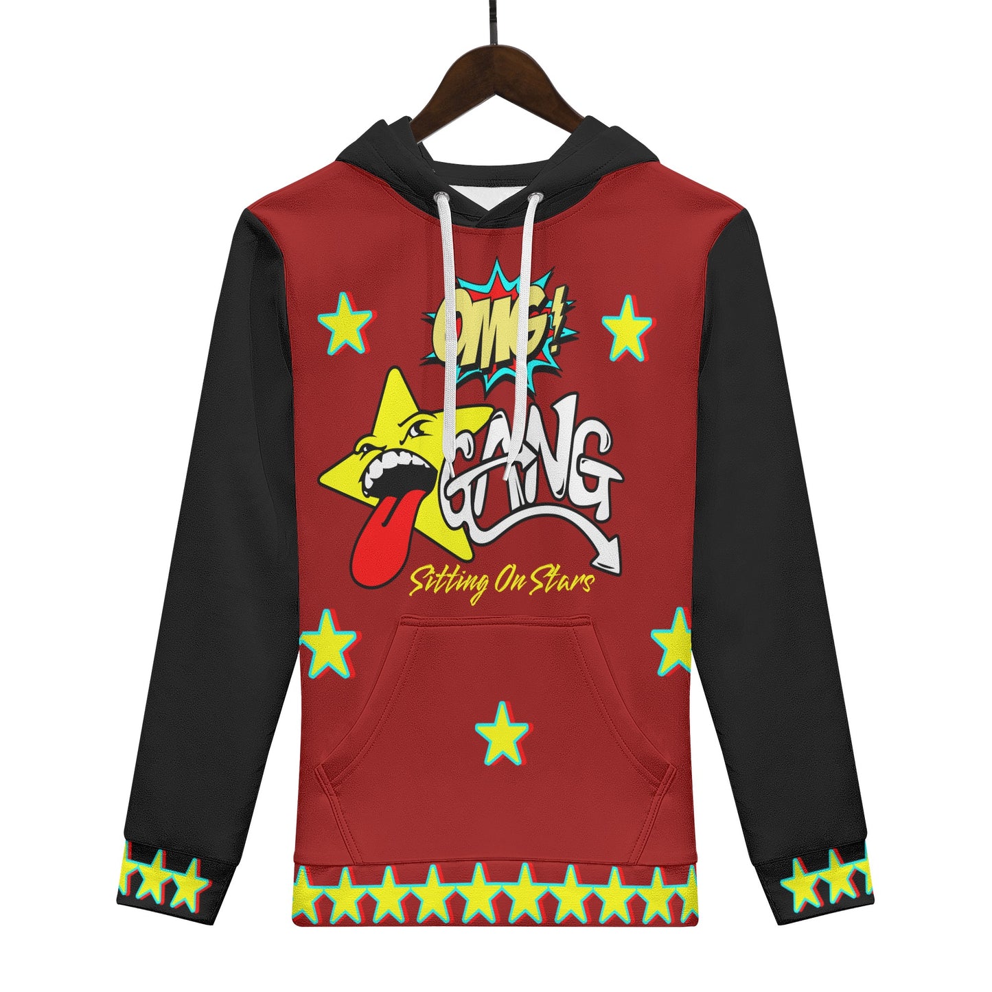 Star Gang Mens Maroon/Black Hoodie