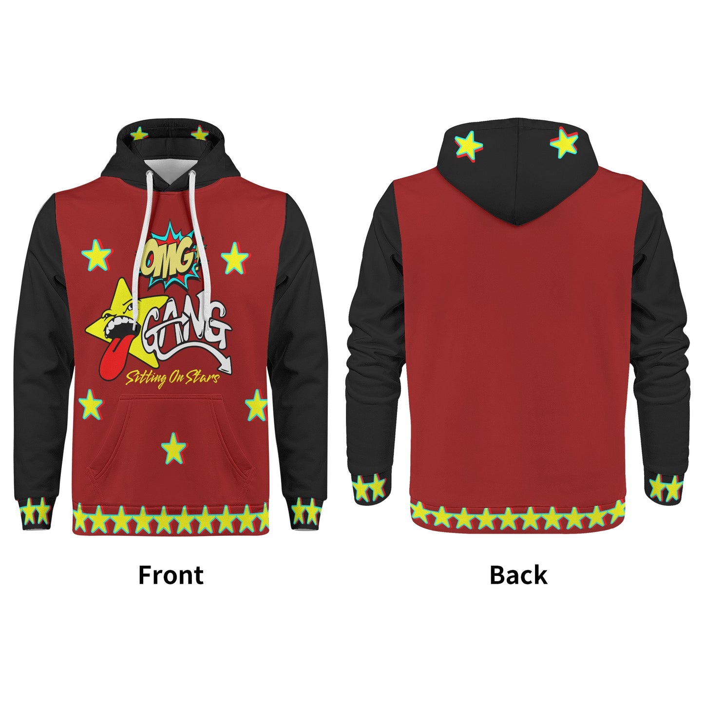 Star Gang Mens Maroon/Black Hoodie