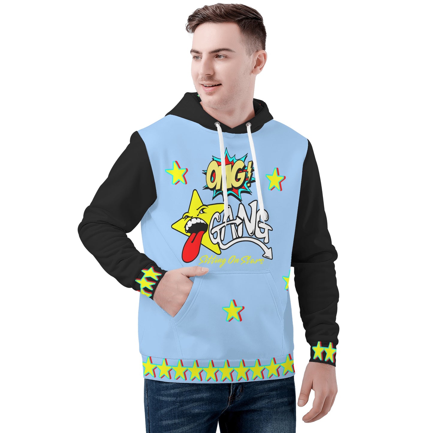 Star Gang Mens SkyBlue/Black Hoodie