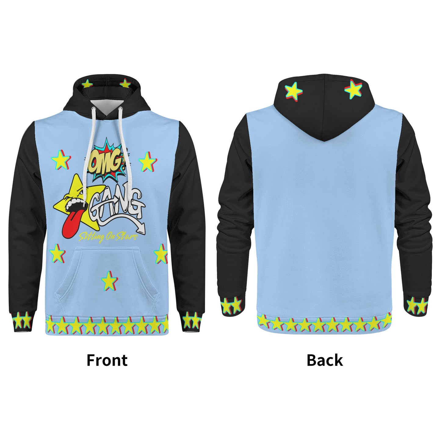 Star Gang Mens SkyBlue/Black Hoodie