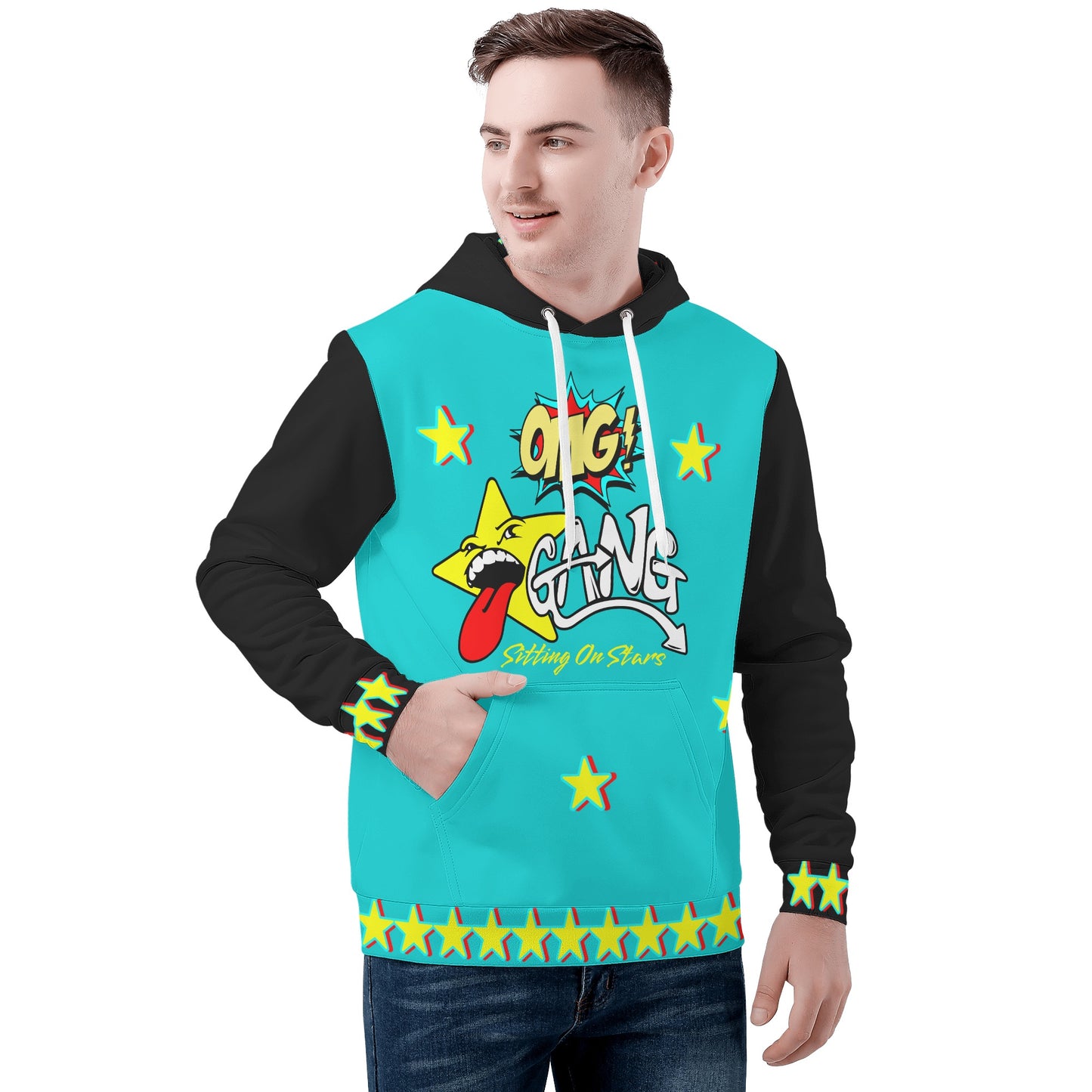 Star Gang Mens Turquoise/Black Hoodie