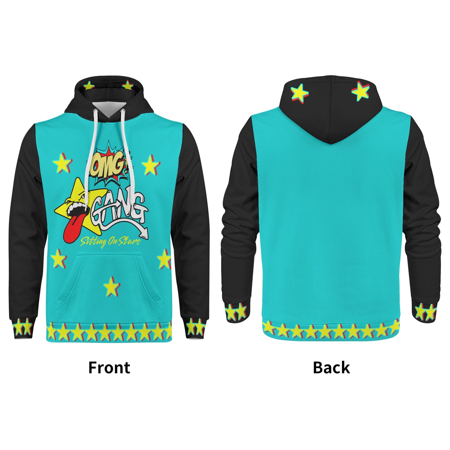 Star Gang Mens Turquoise/Black Hoodie