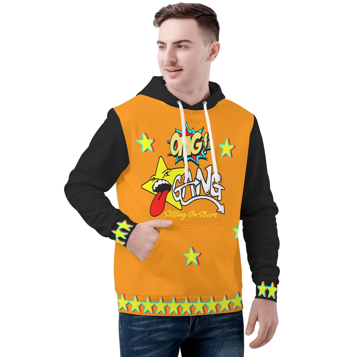 Star Gang Mens Orange/Black Hoodie