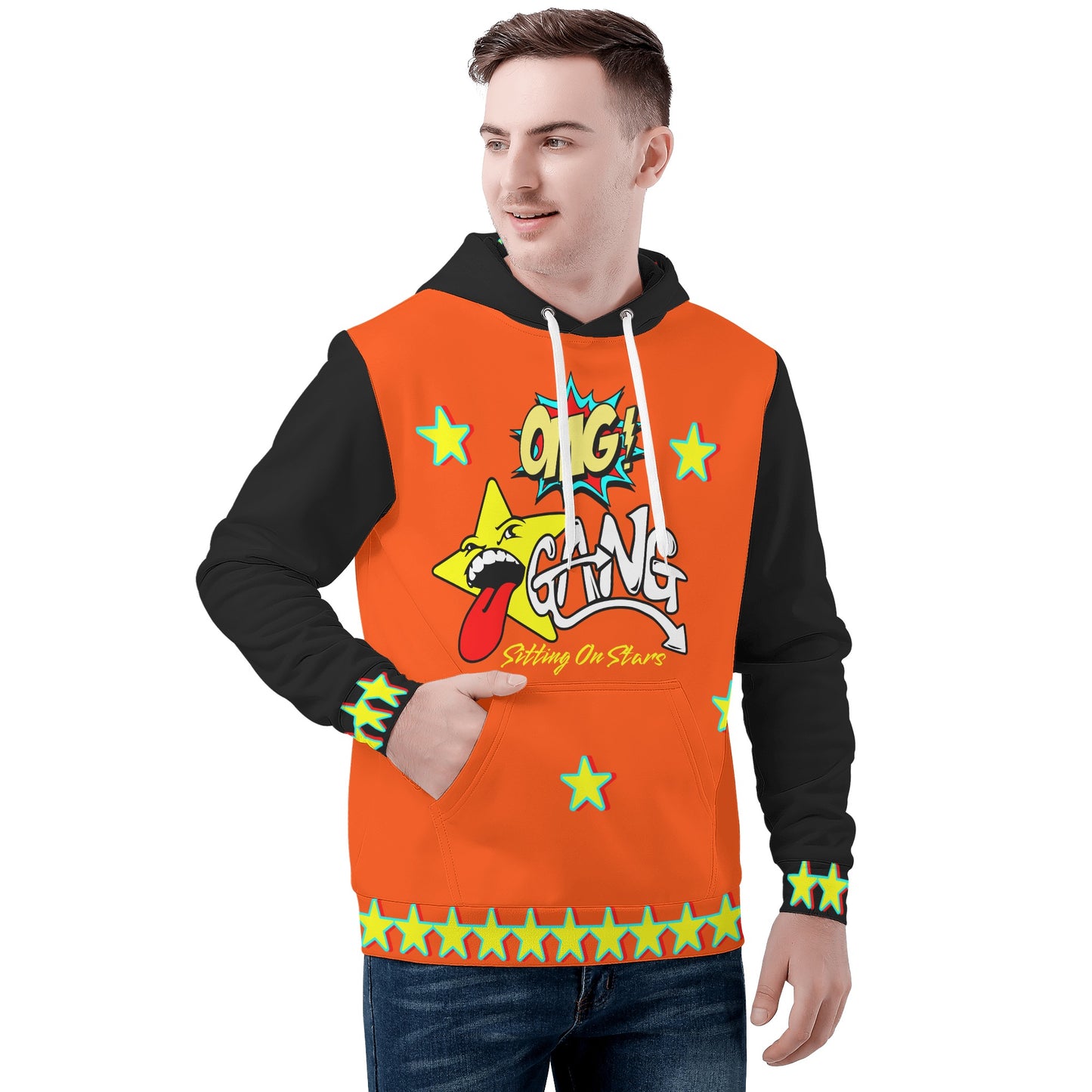 Star Gang Mens Dark Orange/Black Hoodie